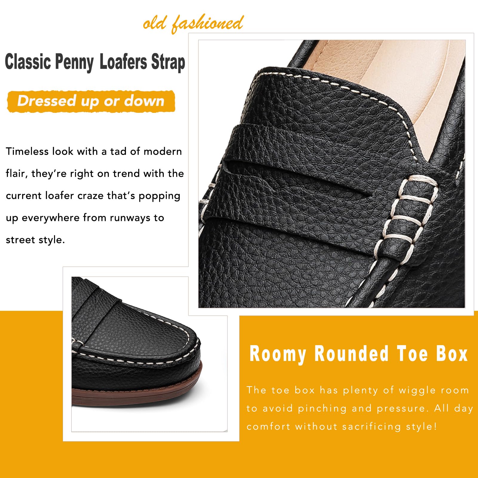 Women's Comfortable Leather Penny Loafers Slip On Business Casual Dress Shoes Lightweight Office Work Flats Everyday Walking Shoes for Women — view 5