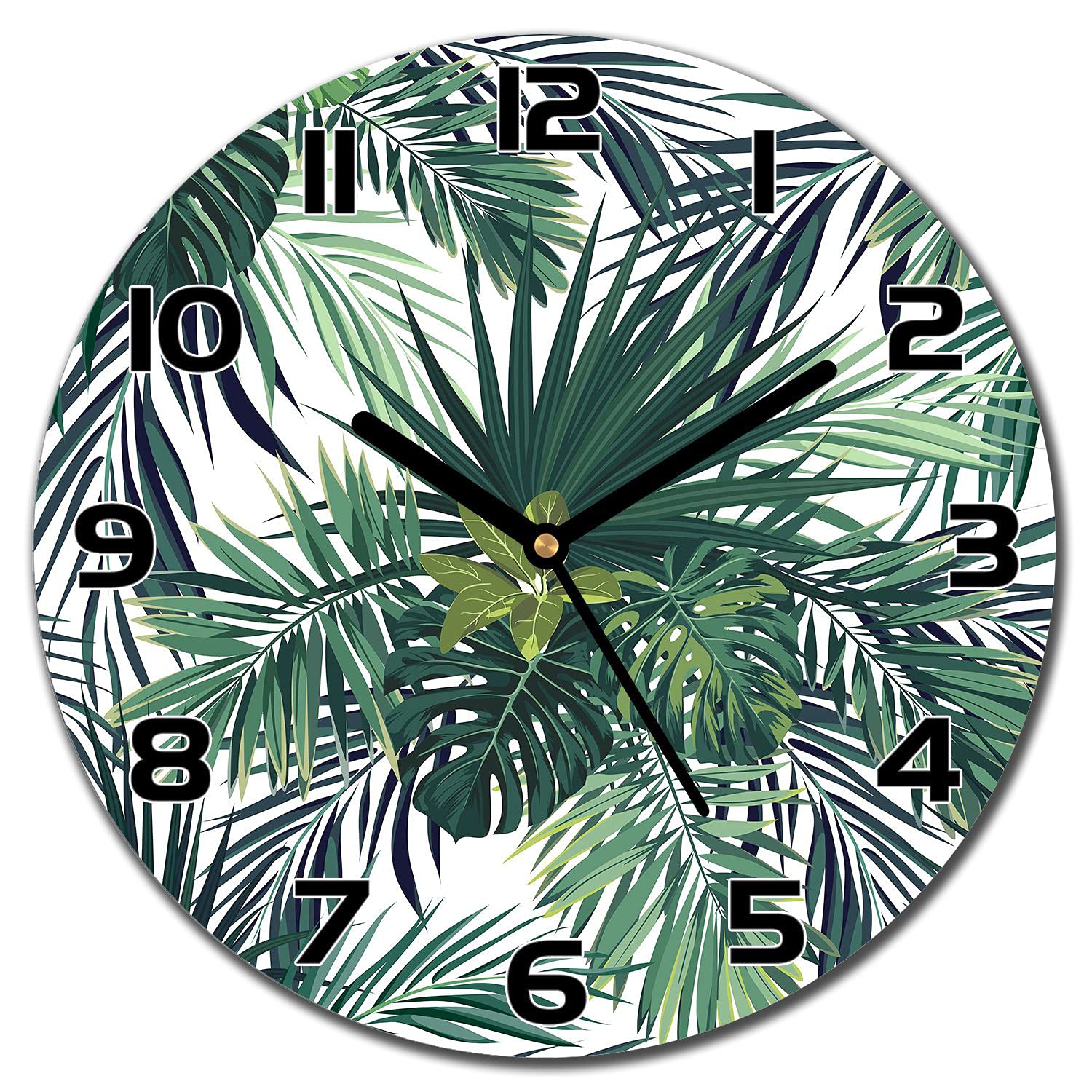 Horloge en verre lisible et silencieuse pour cuisine avec aiguilles noires