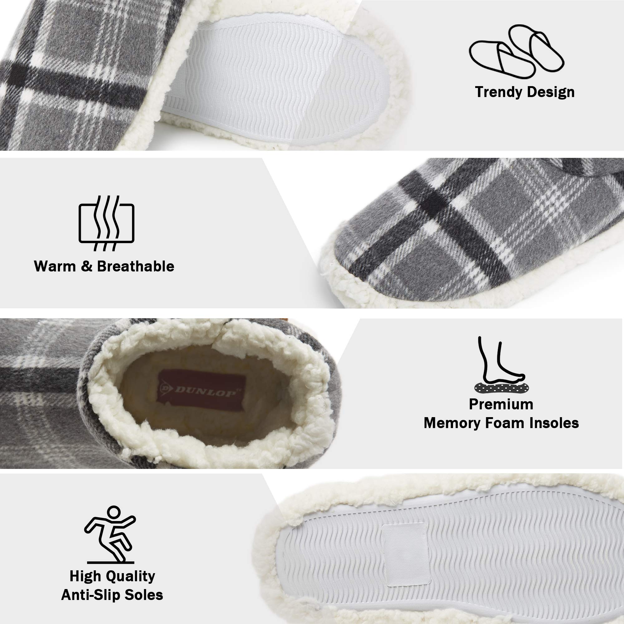 DUNLOP Pantofole Donna Invernali a Stivaletto Antiscivolo Memory Foam Regalo di Natale