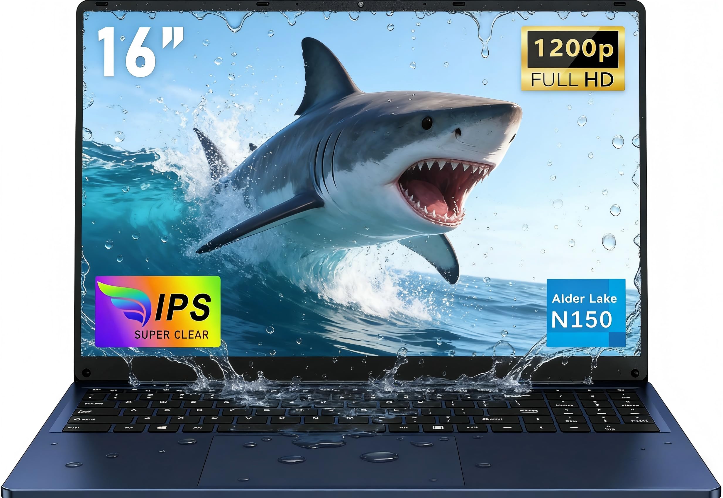 CHIFUYOU 2026 PC portatile 16 GB RAM 1TB SSD 16 pollici Notebook Professionale N150 Computer portatile 3,6 GHz, Win 11 Pro, 1920 x 1200 p, 6000 mAh, tastiera retroilluminata - Studente/Ufficio/Azienda