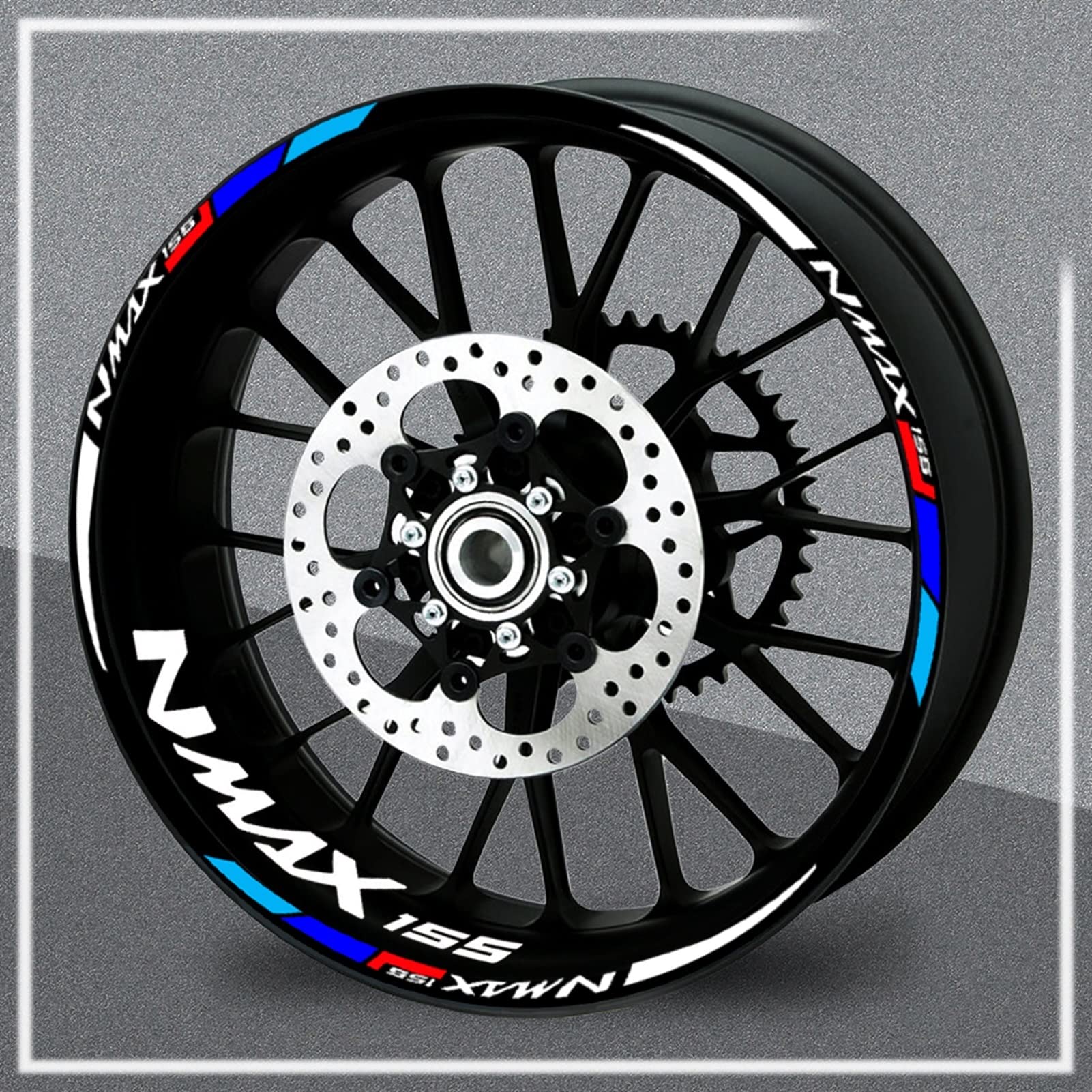 ZAPORA Trottinette Autocollant De Roue De Moto Pneu Logo Bandes Réfléchissantes Autocollants Jante Autocollant pour N Max NMAX 155 Nmax155 Autocollant Bord (Color : NMAX155 2016-2019 4)