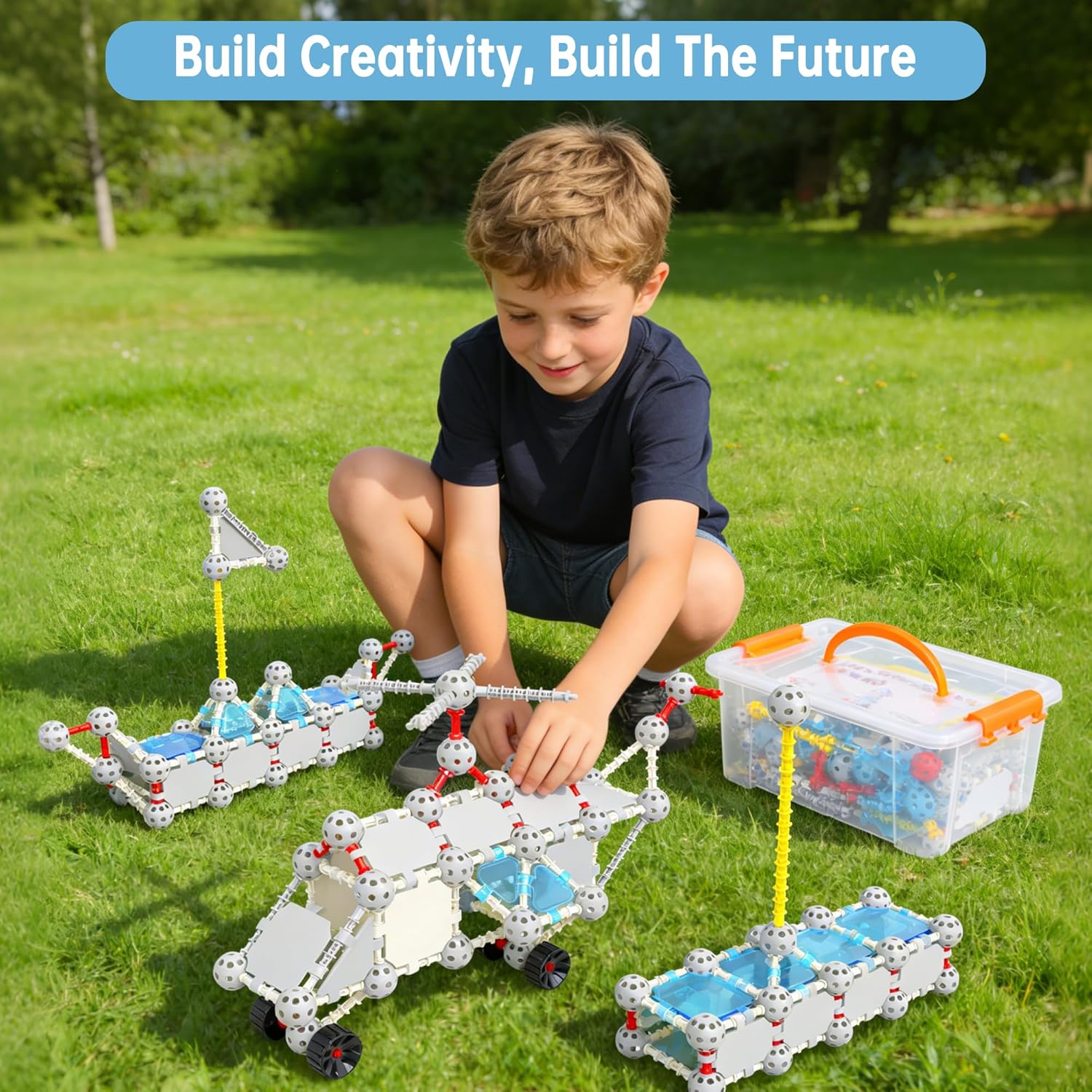 160 Pcs STEM Building Blocks Toys for Kids,Educational Engineering Kits for 4 5 6 7 8+ Year Old Boys & Girls with Storge Box,Learning Toys Sets & Birthday Gift for Toddlers