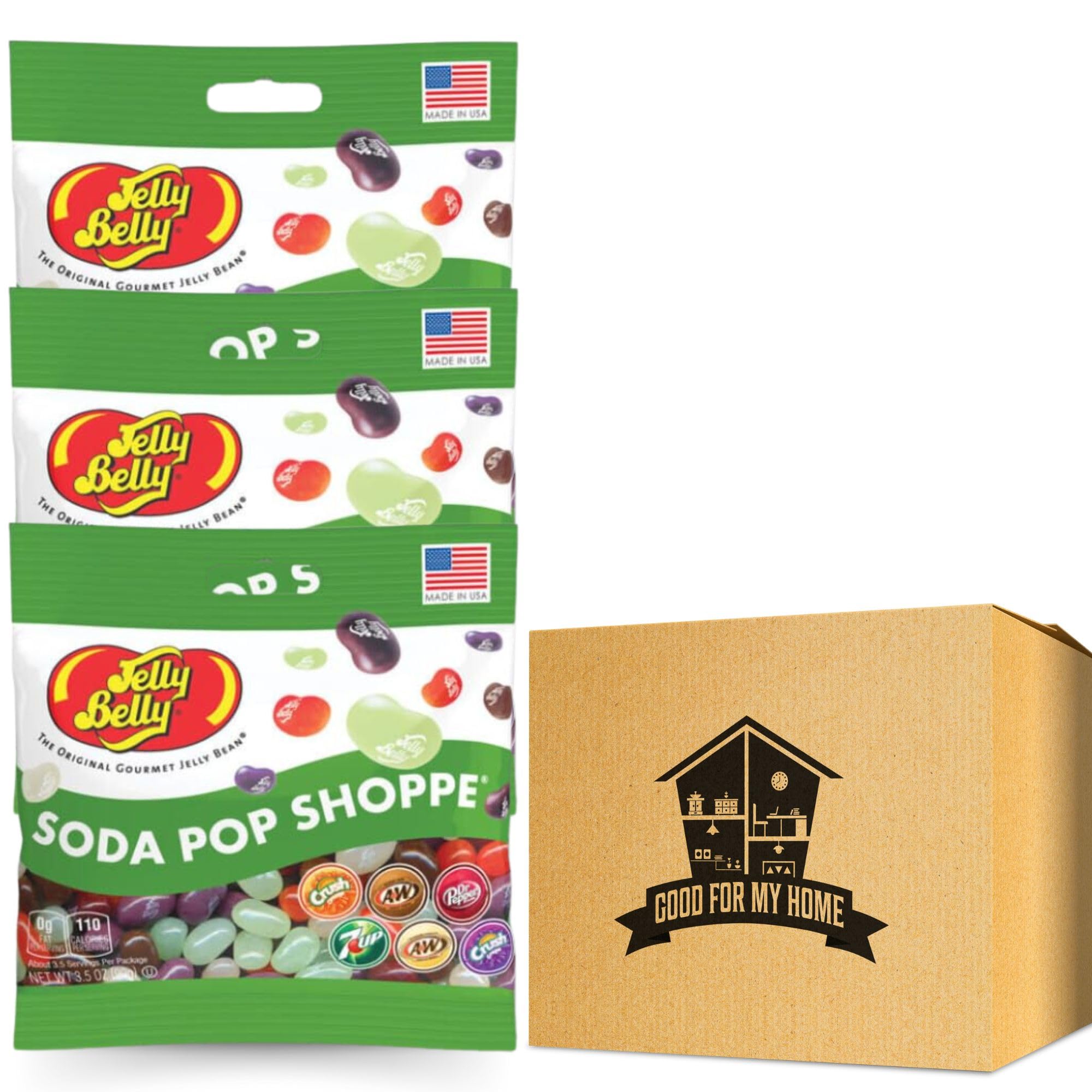 Jelly Bean Candy Mix Bundle. Includes 3 Pack of 3.5 oz Bag Jelly Belly Soda Pop Shoppe Jellybeans Plus a Good For My Home Box. Jelly Belly Beans Candy Mix. Chewy Candy Assortment in Soda Flavors.