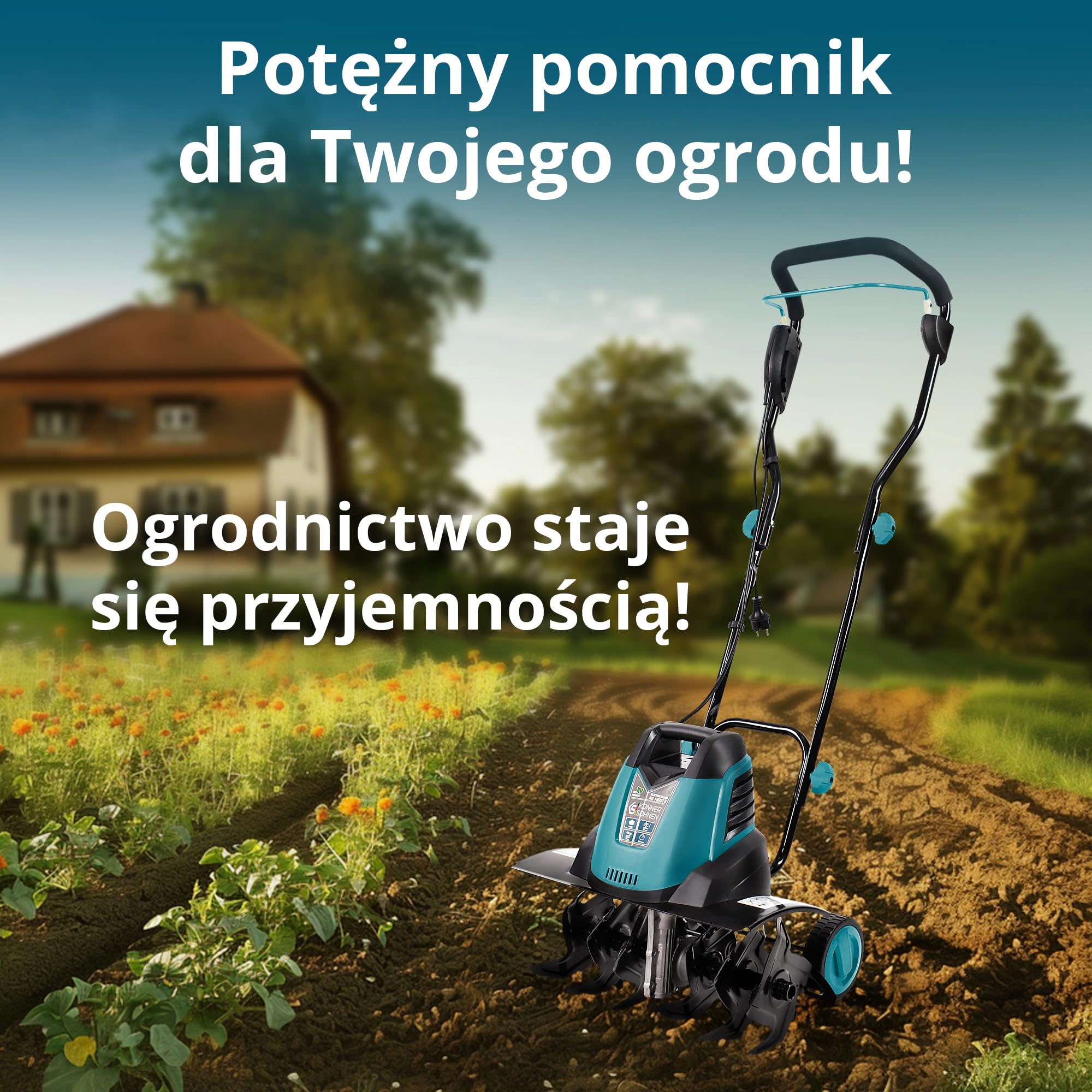 Könner & Söhnen Glebogryzarka Elektryczna KS 1500T E, Kultywator Ogrodowy moc silnika 1000 W, szerokość robocza do 45 cm, głębokość do 22 cm