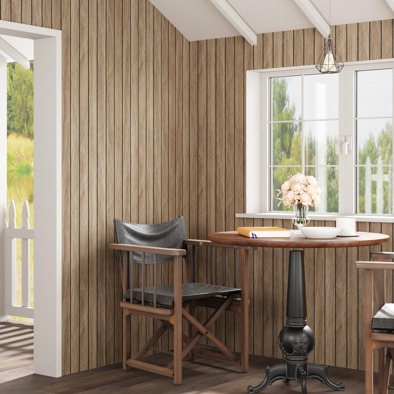 CRE8TIVE Wzór w jodełkę, brązowe panele ścienne 3D, samoprzylepne, 60 x 300 cm, panele sufitowe, samoprzylepne, panele ścienne, PCW, tapeta ścienna, salon, okładzina ścienna, łazienka, wodoodporna