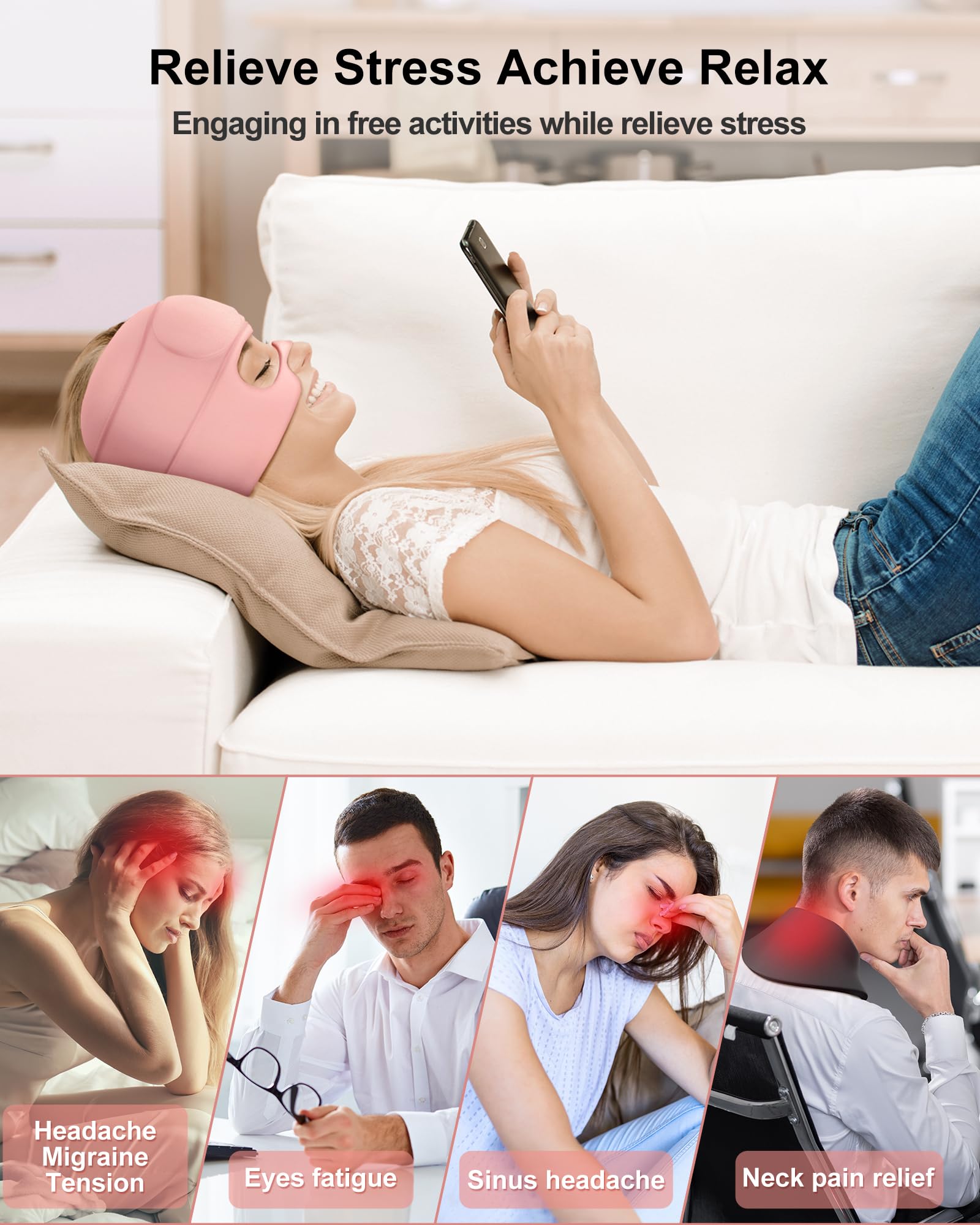 Gorro de alivio de migraña, máscara de ojos de gel desmontable 2 en 1 para terapia de frío y calor, máscara de dolor de cabeza con agujeros para los ojos, paquete de hielo para regalos de cumpleaños