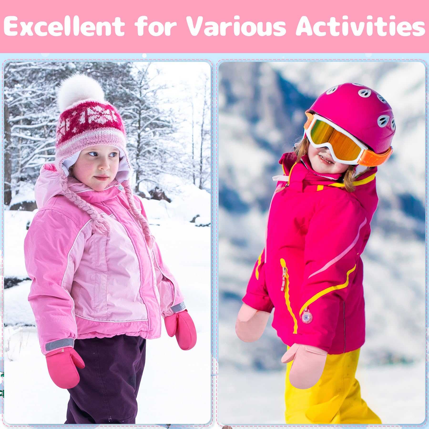 Olreco - Manoplas impermeables para niños pequeños, guantes de nieve para niños, guantes de nieve para niños, guantes de bebé, manoplas de invierno, para niños pequeños y niñas
