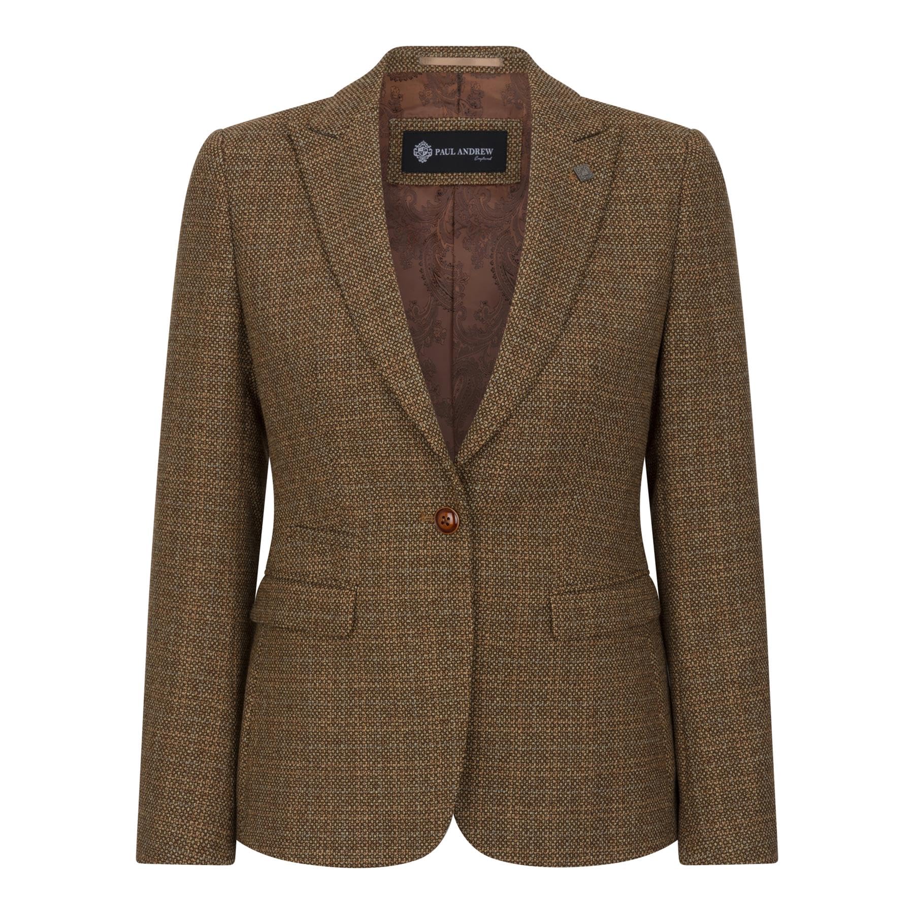 TruClothing Women's Blazer Brown Tweed Tailored Fit Formal Jacket - Brown 18