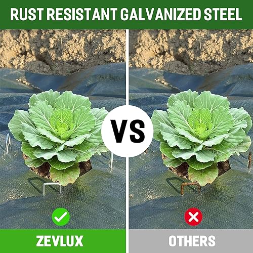 Miniatura 3 de Zevlux 200 grapas de paisaje de 4 pulgadas, 200 paquetes de estacas de jardín de calibre 12, grapas de jardín galvanizadas resistentes para cercas,