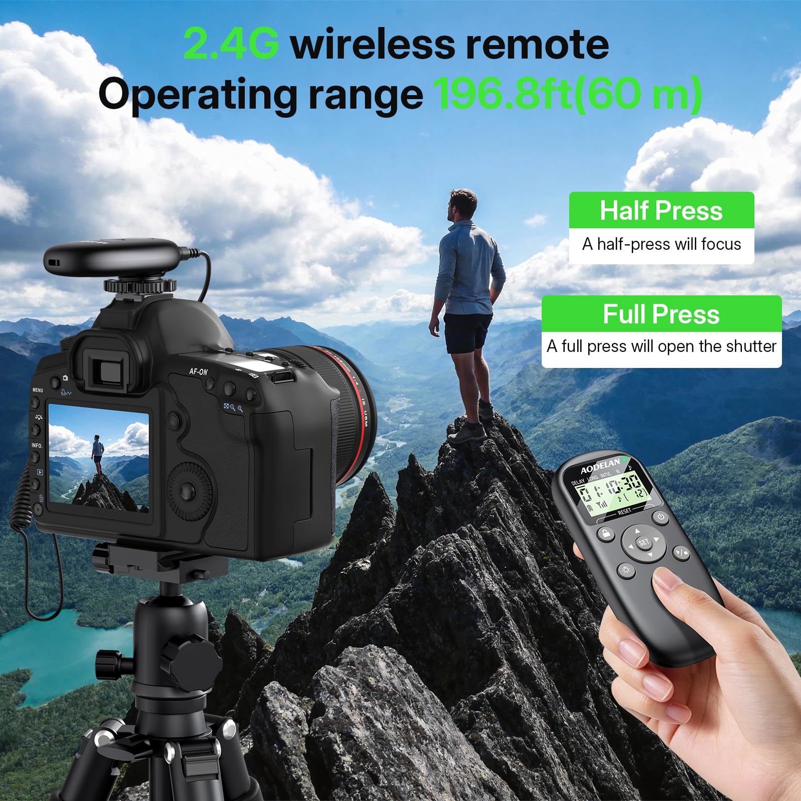 Mando a distancia inalámbrico con temporizador de cámara recargable (recargable para Sony)