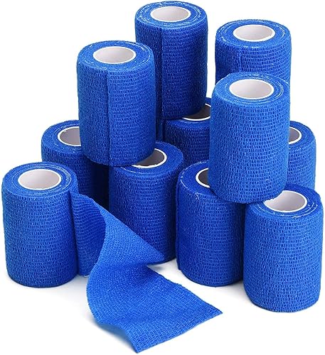Vista 30 de TOBWOLF 12 vendajes autoadhesivos, 4 pulgadas x 5 yardas, vendaje elástico cohesivo y cohesivo rollo de gasa atlética, cinta de vendaje no tejida