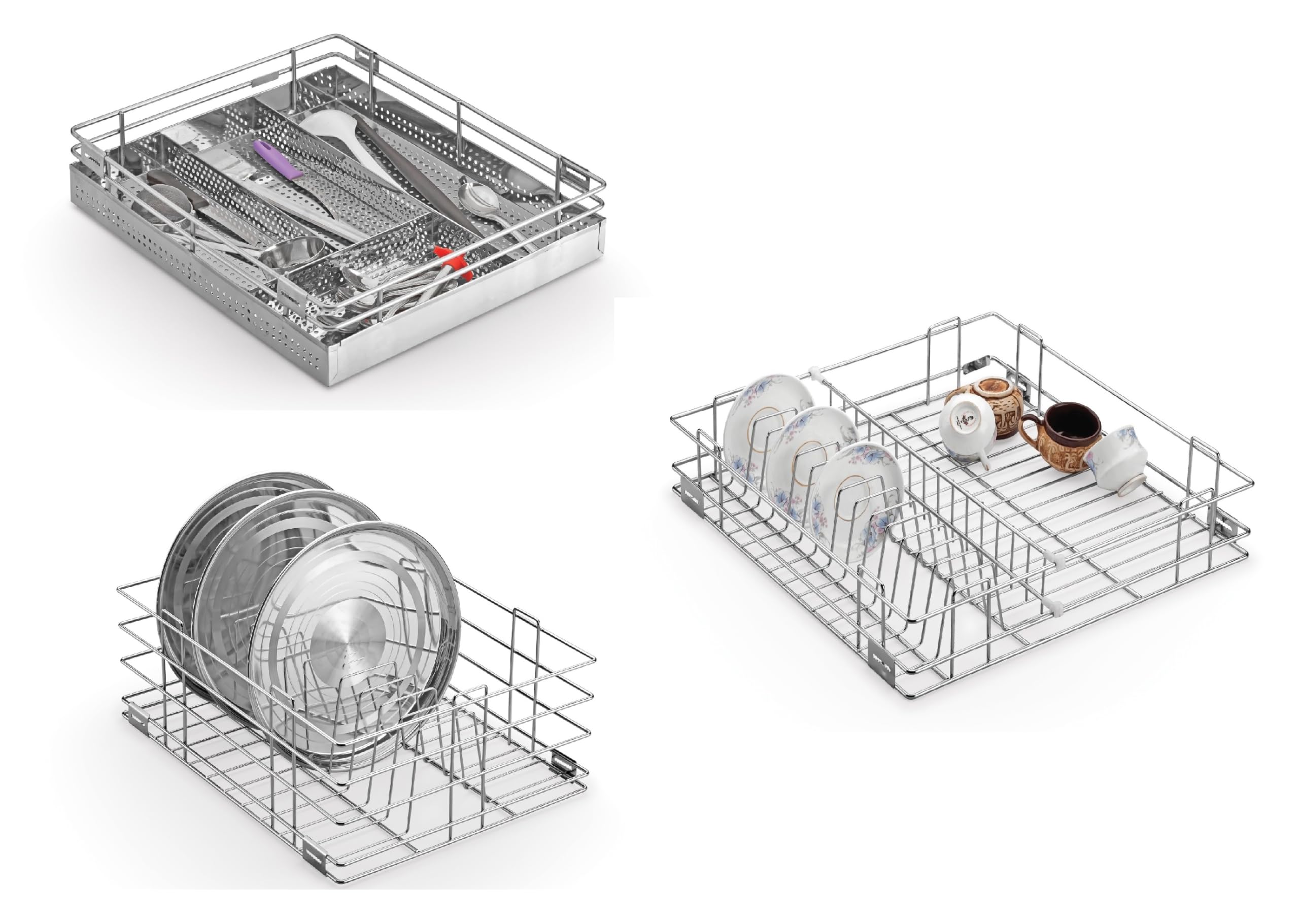 TORO Set of 3 Stainless Steel Kitchen Basket for Modular Kitchen/Kitchen Trolley/Kitchen Drawer/Kitchen Cabinet/Utensils Storage Organizer (16 x 18 inch) (B0CP479SMZ) Amazon Price History, Amazon Price Tracker