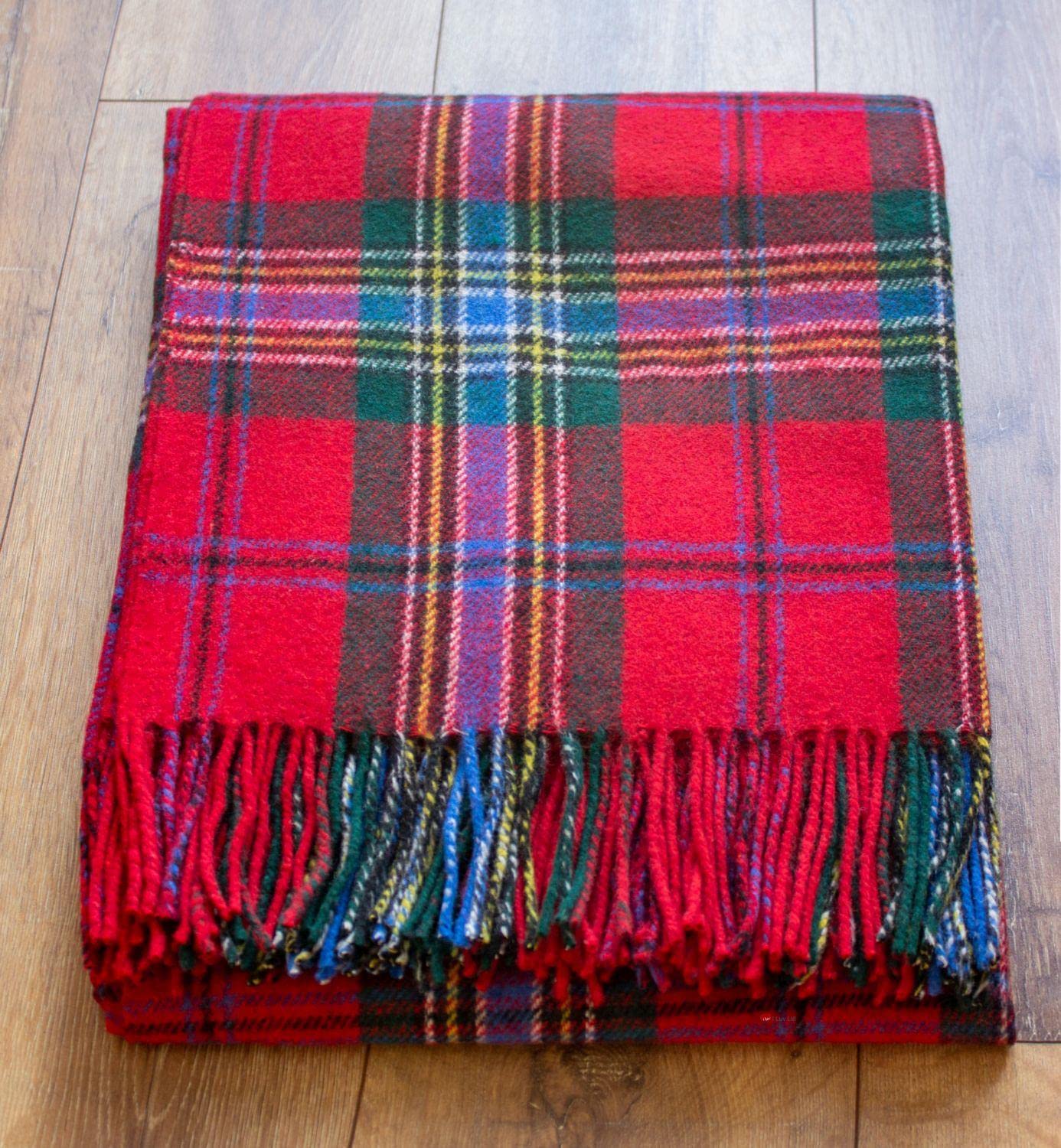 Amazon｜タータン チェック柄ブランケット ウール ミックス