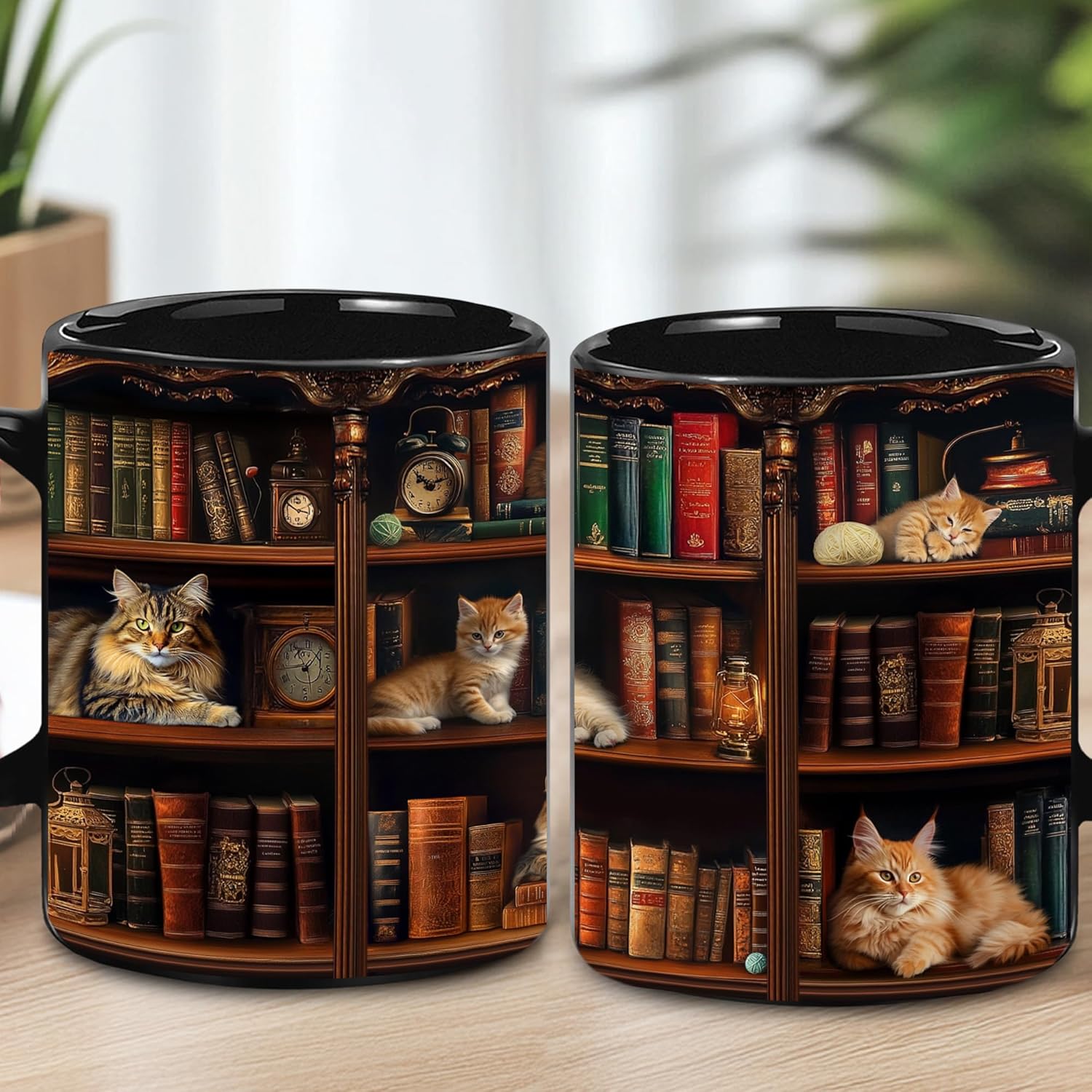 Book Lovers Gift - Bookshelf Gifts - Cat Book Mug - Bookish, Bookworm Gifts - Bookshelf Mug - Book Mug For Women, Reader, Librarian, Write - Birthday Gift Idea For Cat Lover, Owner Cat - Image 6