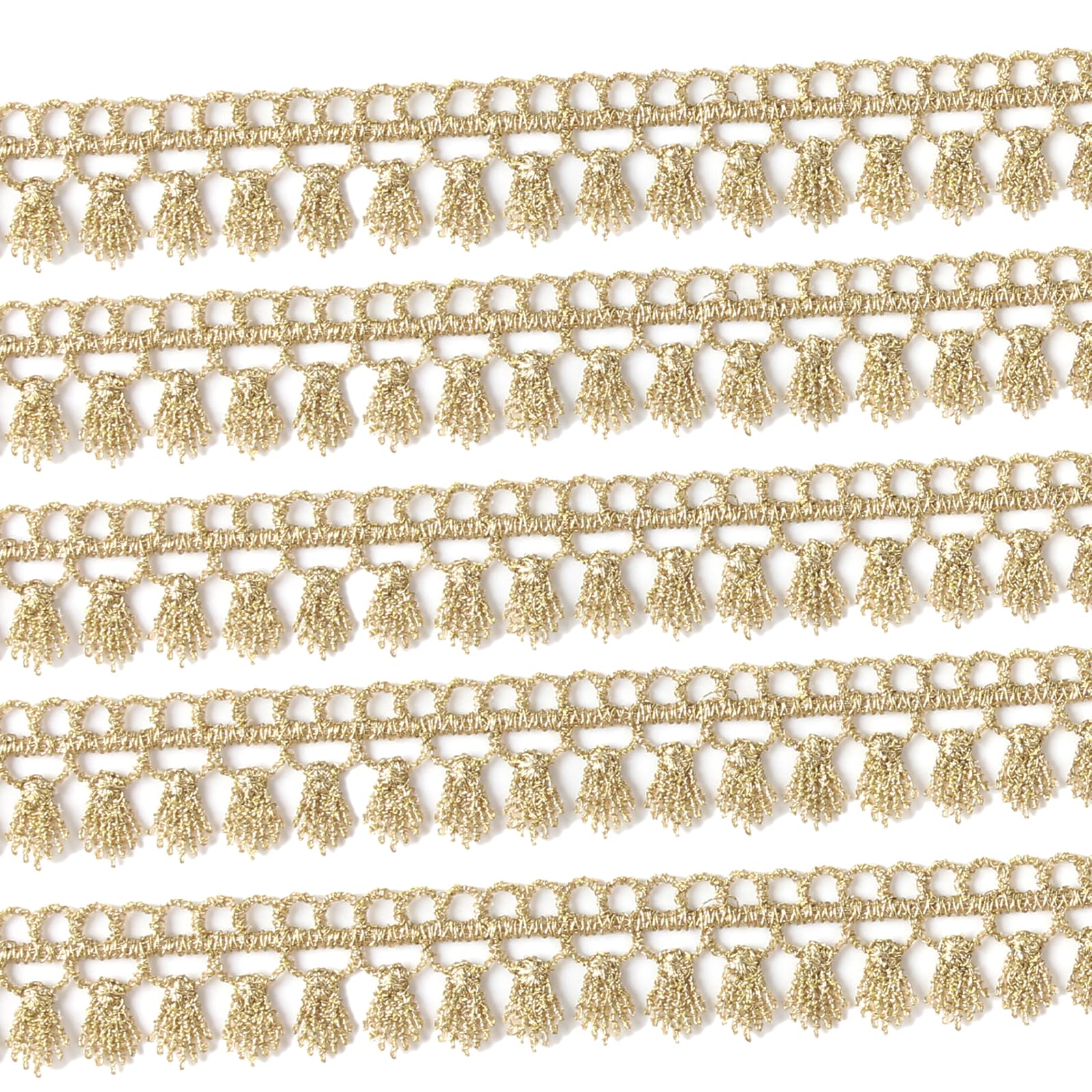 Gold Fringe Trim Tassel Lace Embroidery for Sewing DIY Craft Costume 0.7 Inch (Gold #L56 (5Yard))