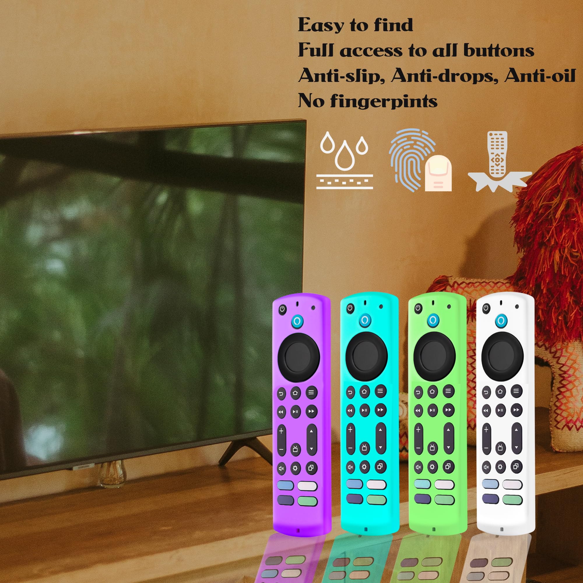 Funda para control remoto Fire Stick 4k+ Max, Toshiba, Insignia Fire TV, funda de silicona que brilla en la oscuridad (morado)