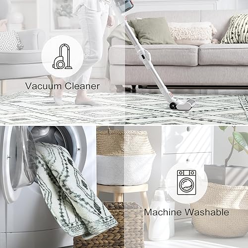 Miniatura 3 de Uphome Alfombra geométrica de 3 x 5 pies, suave, antideslizante, lavable, moderna, bohemia, marroquí, alfombra de entrada, alfombra rústica con