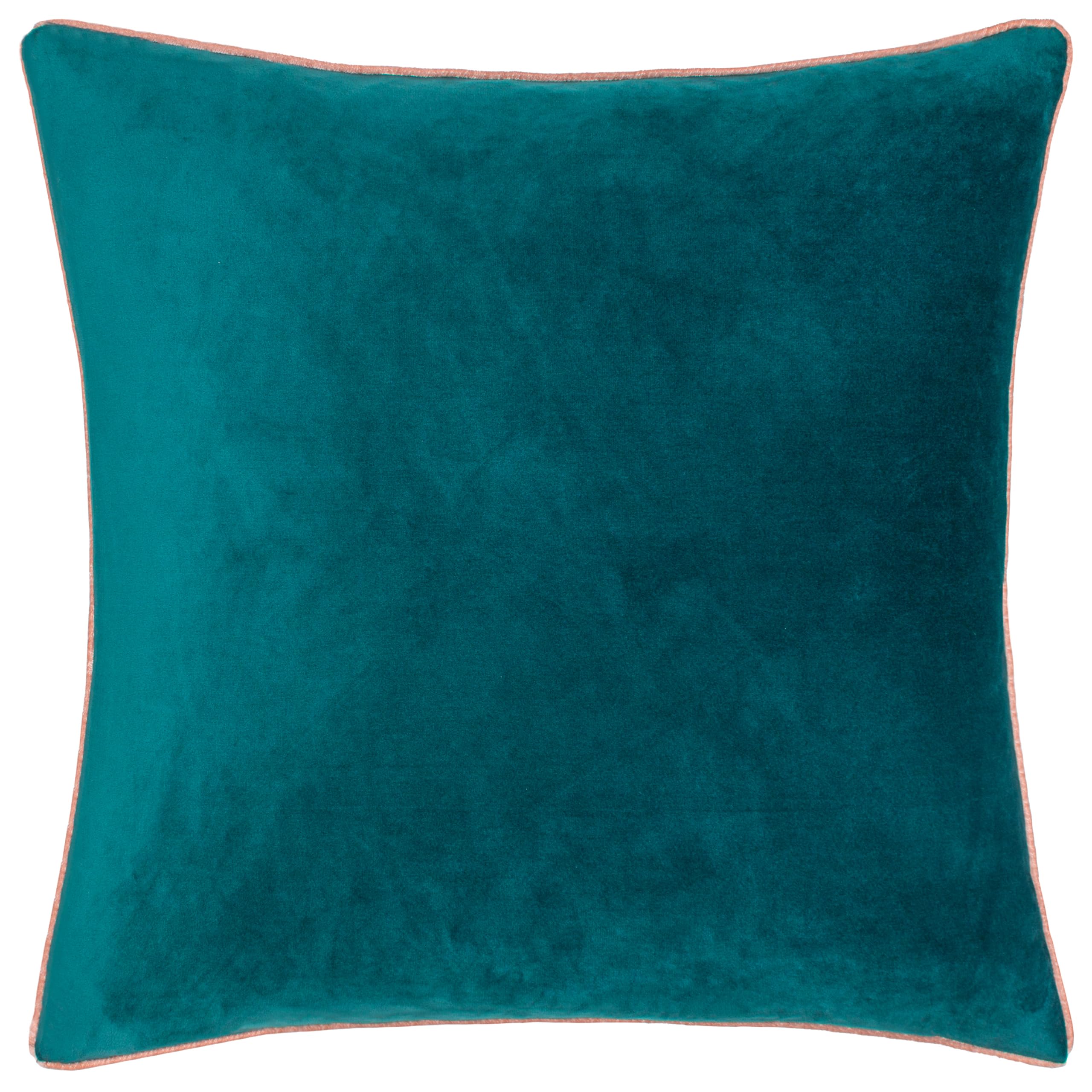 furn. Meridian Cushion Cover – Luxury Contrast Piped Velvet Decorative Case (Teal/Blush - 45x45cm)