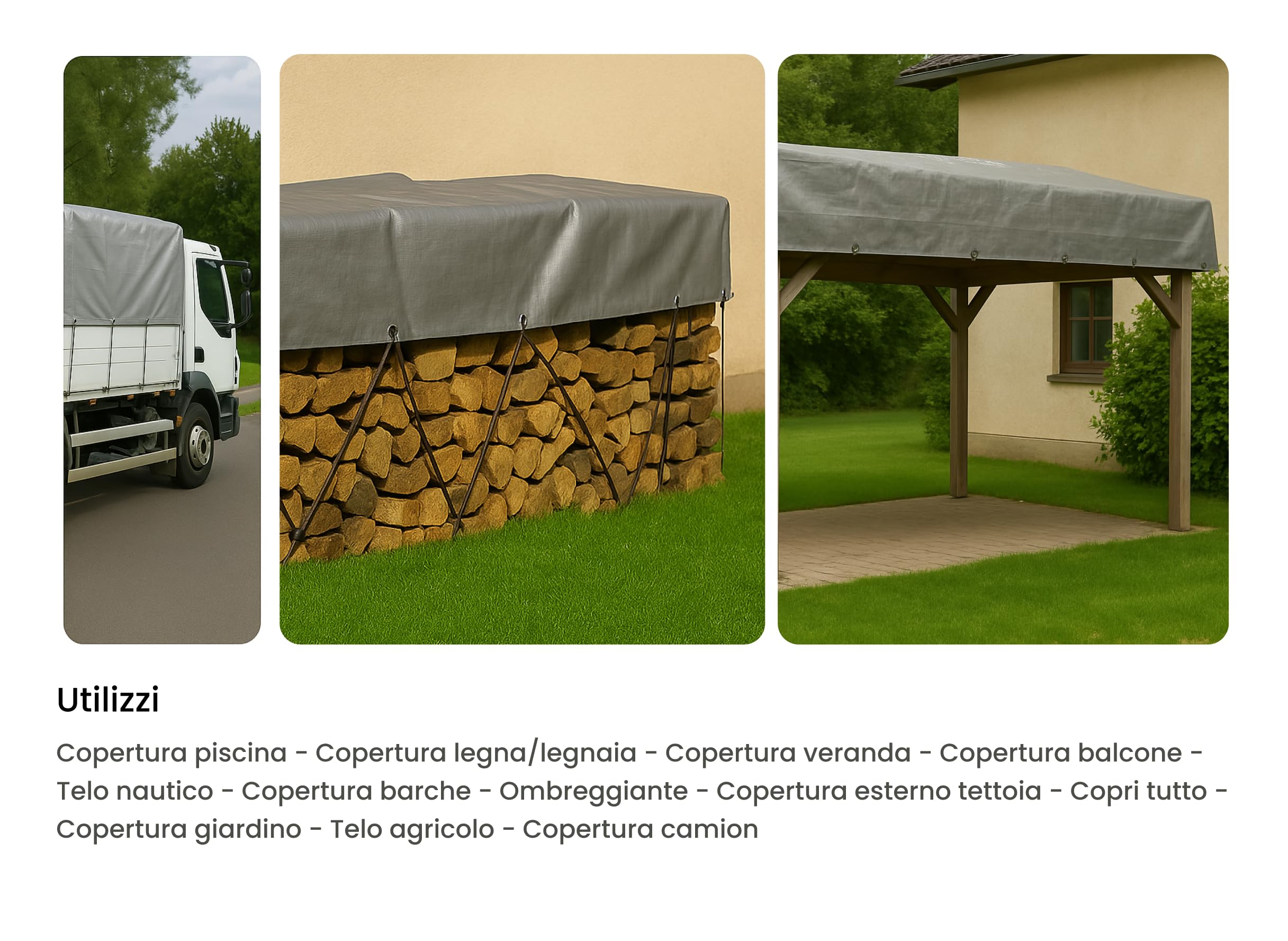 Telo impermeabile da Esterno 6x10 mt 260 gr/m² | Telone Occhiellato In Polietilene Rinforzato Antistrappo con Occhielli Antiruggine, Angoli Rinforzati e Corda Perimetrale