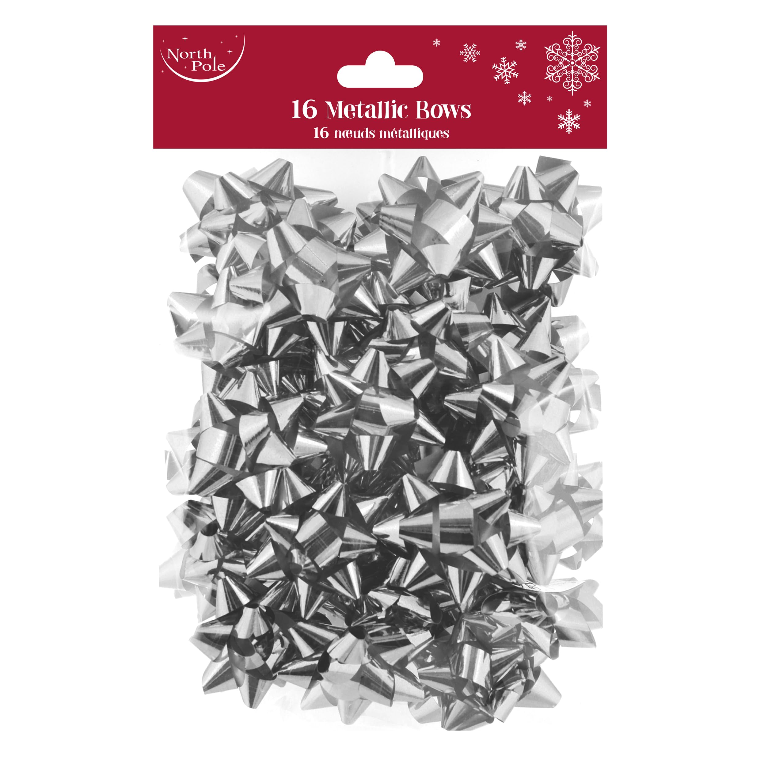 Eurowrap Metallic Silver Pack Of 16 Luxury Gift Bows Traditional Christmas Birthday Present Xmas Gift - Gift Bows For Christmas - Decorative Bows For Presents