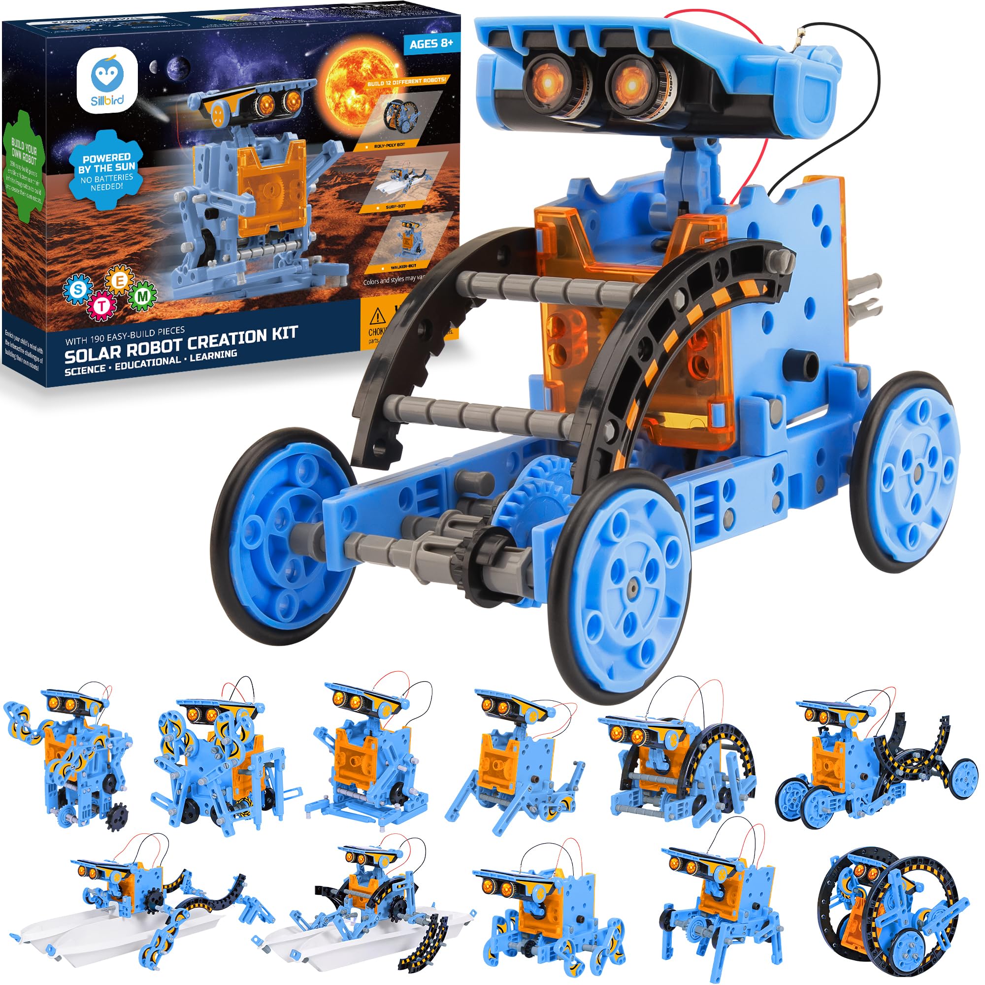Kit Robot Solaire 12-en-1 Pour Enfants 8-12 Ans - 190 Pièces, énergie Solaire, éducatif STEM - Cadeau Anniversaire, Construction, Jeu Sans écran