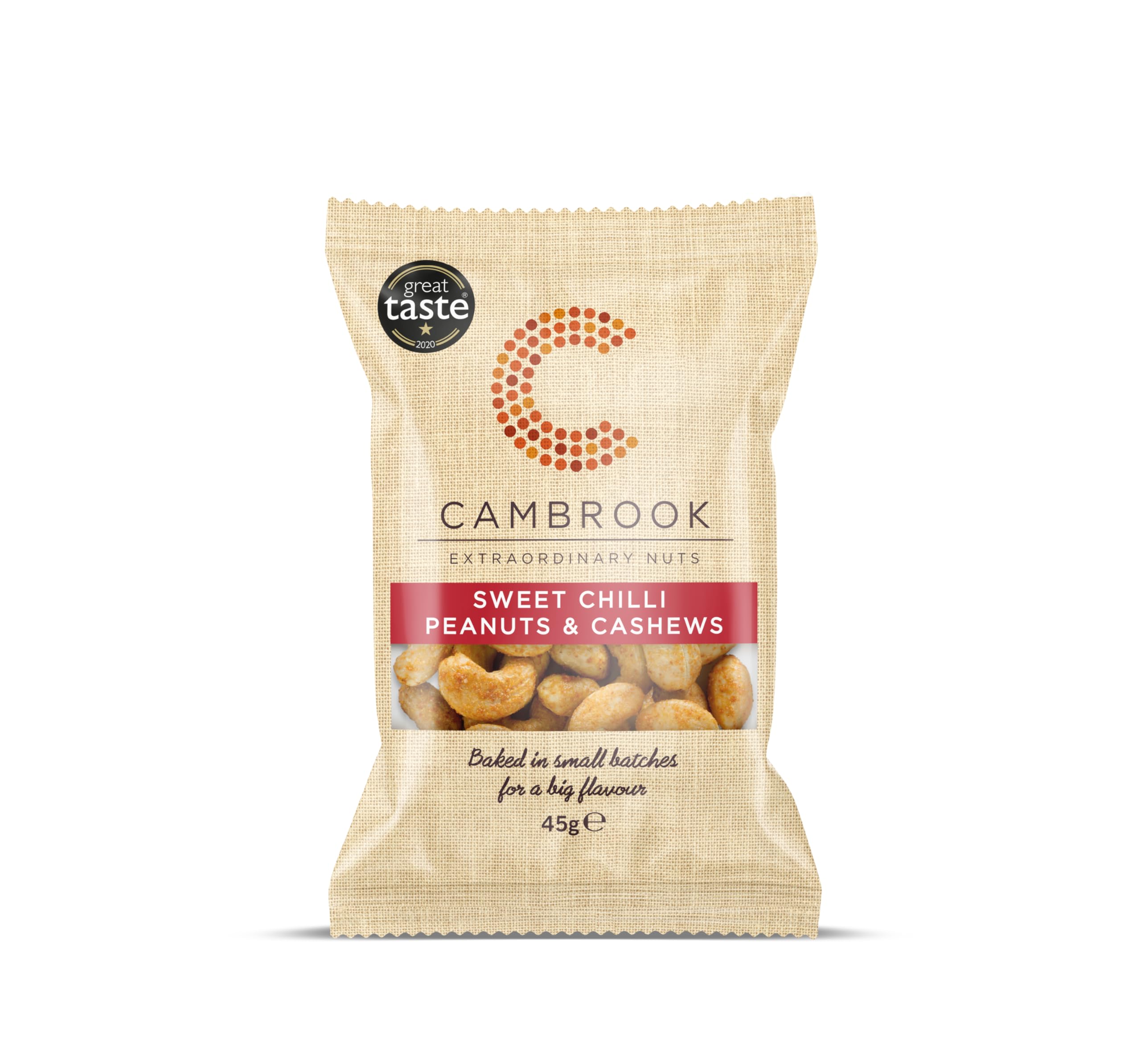 Cambrook - Baked Sweet Chilli Peanuts & Cashews, 45g Bag