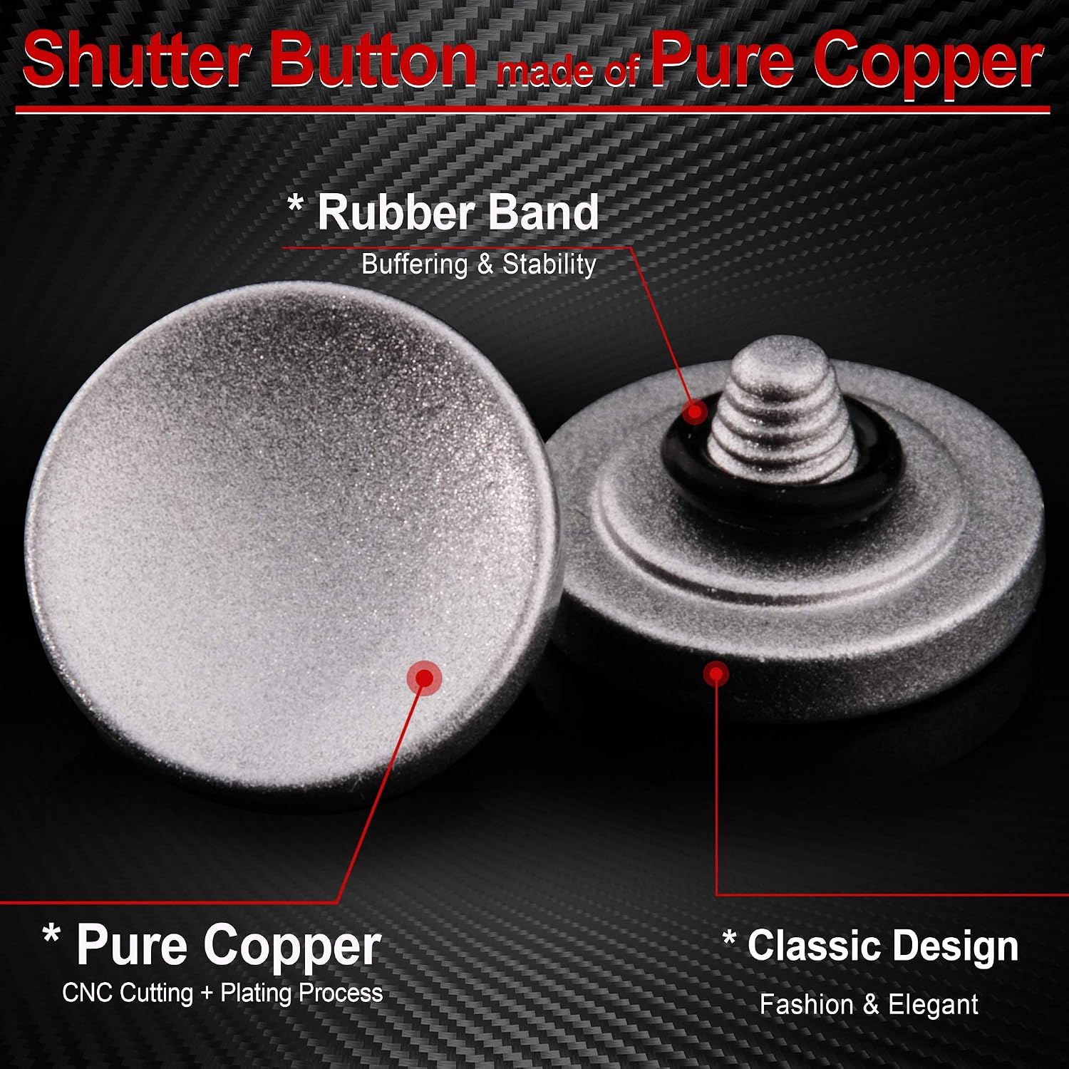 Silver Soft Shutter Release Button - Pure Copper for Fuji X100VI X100V XT5