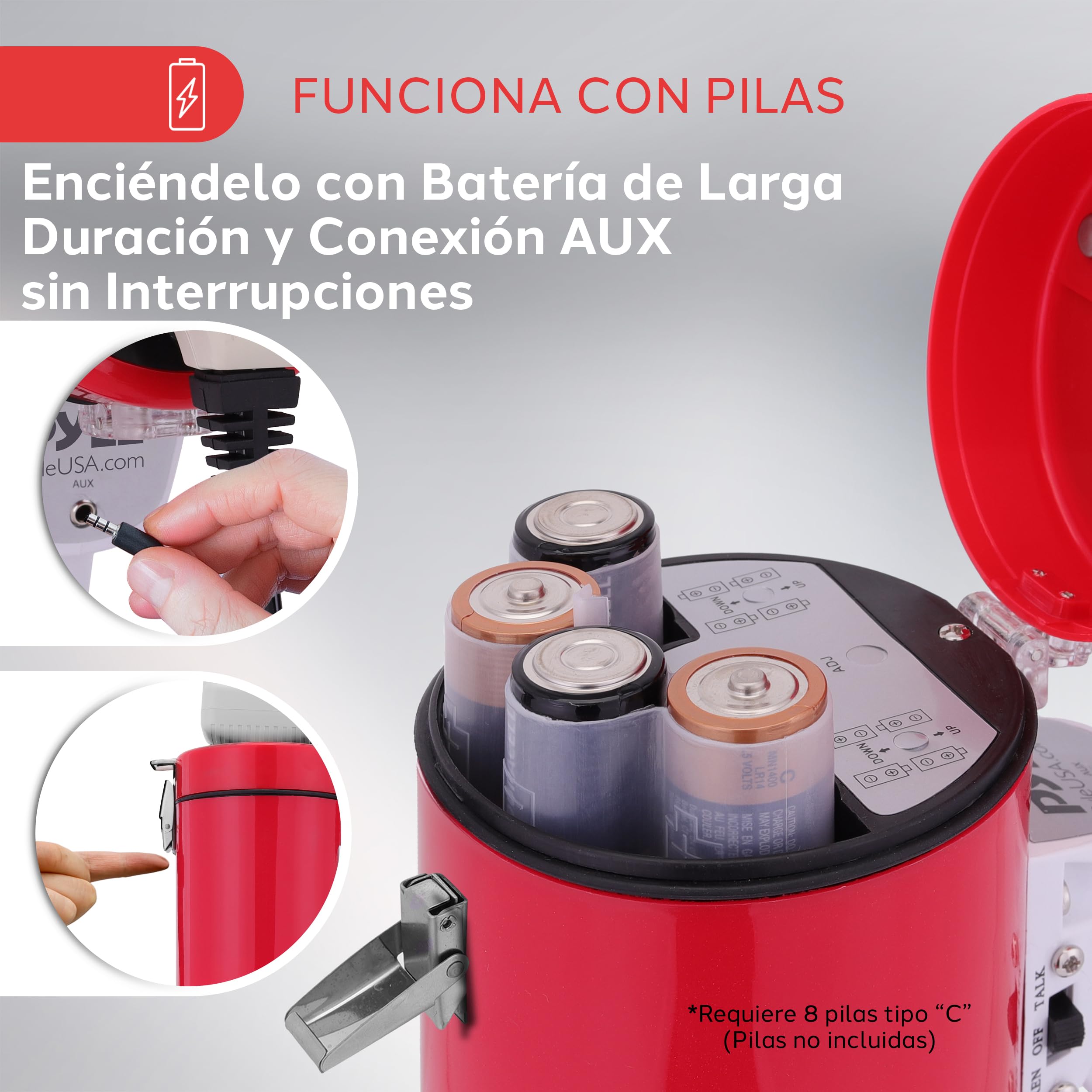 Pyle megafono, Altavoz, Portatil, 50V, Volumen Ajustable, Sirena, Correa para el Hombro, Entrada AUX, Compacto, Ideal para anuncios, Eventos, Deportes y mas — view 5