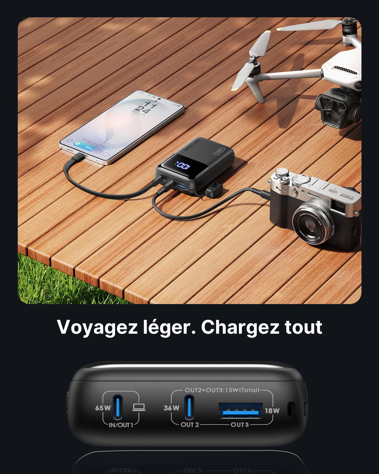 INIU Batterie Externe pour Ordinateur, Compact 65W 20000mAh USBC Power Bank
