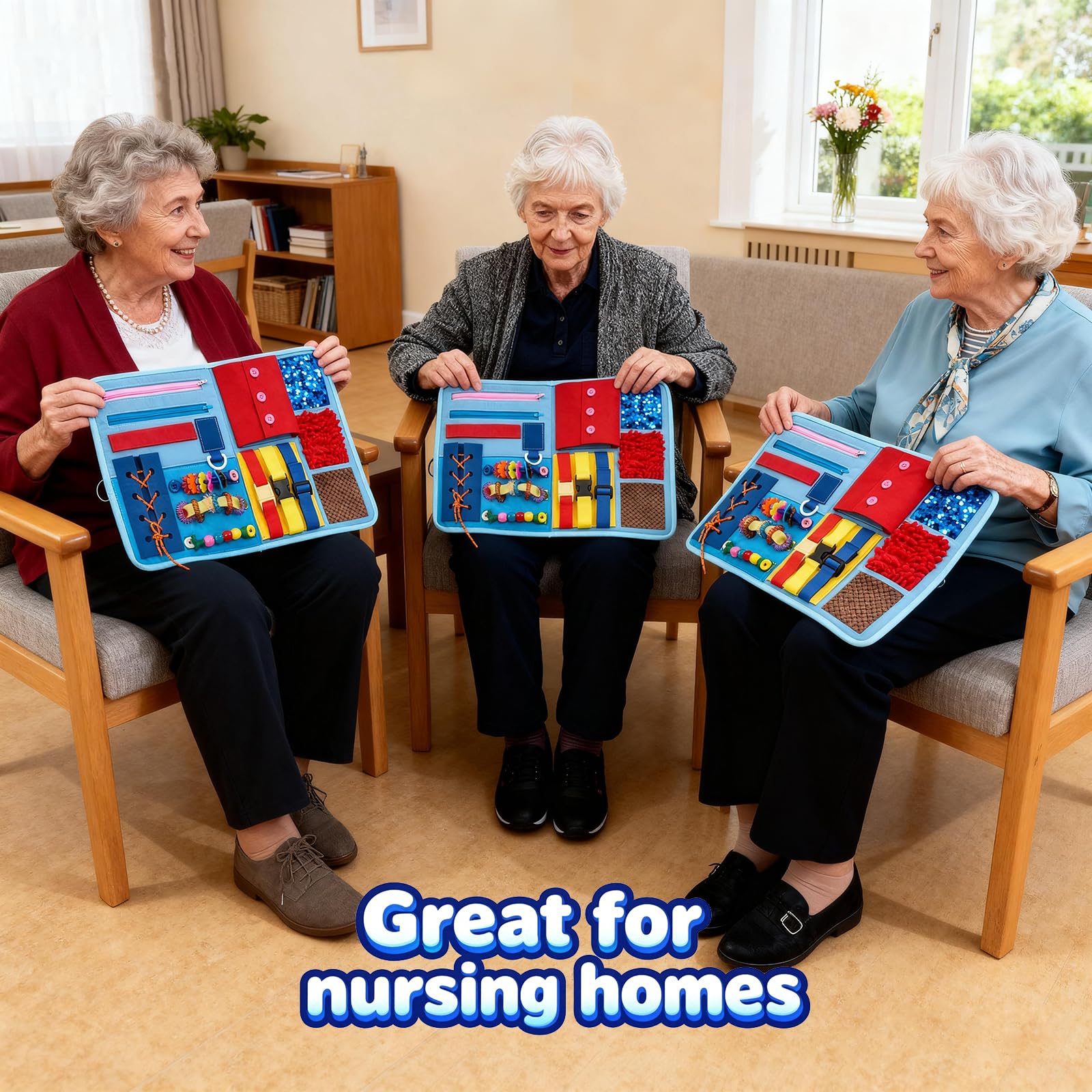 Sensory Fidget Blanket for Adults & Seniors, Dementia Products for Elderly Alzheimers Memory Loss Fidget Toys - Image 4