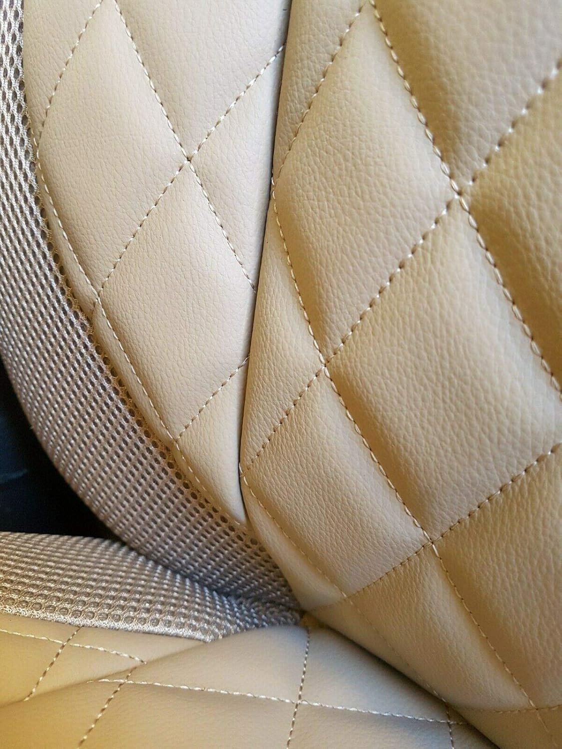 TopCar Athens || Two Front Car Seat Covers | 'Rhombus' Leatherette | Custom Fit, Compatible with Volvo S40 V40 S60 S70 V70 S80 | Color: TAN (Beige)