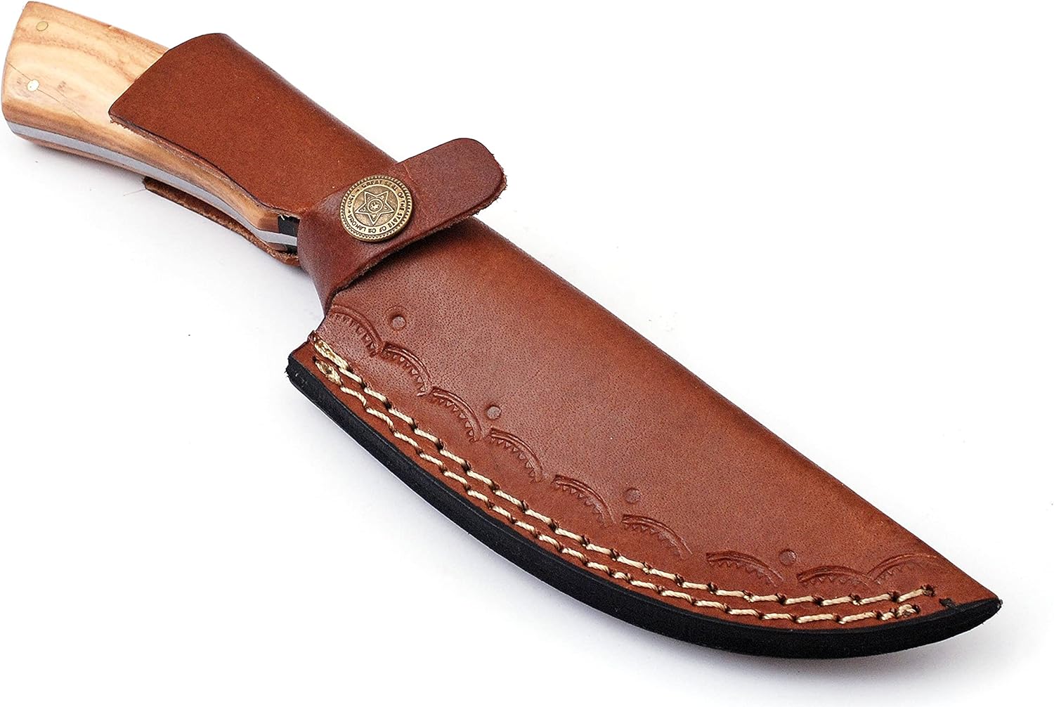 Custom Handmade Damascus Hunting Knife - Best Damascus Steel Blade Hunting Skinning Knife- Fixed Blade Camping, Survival Knife With Leather Sheath : Sports & Outdoors