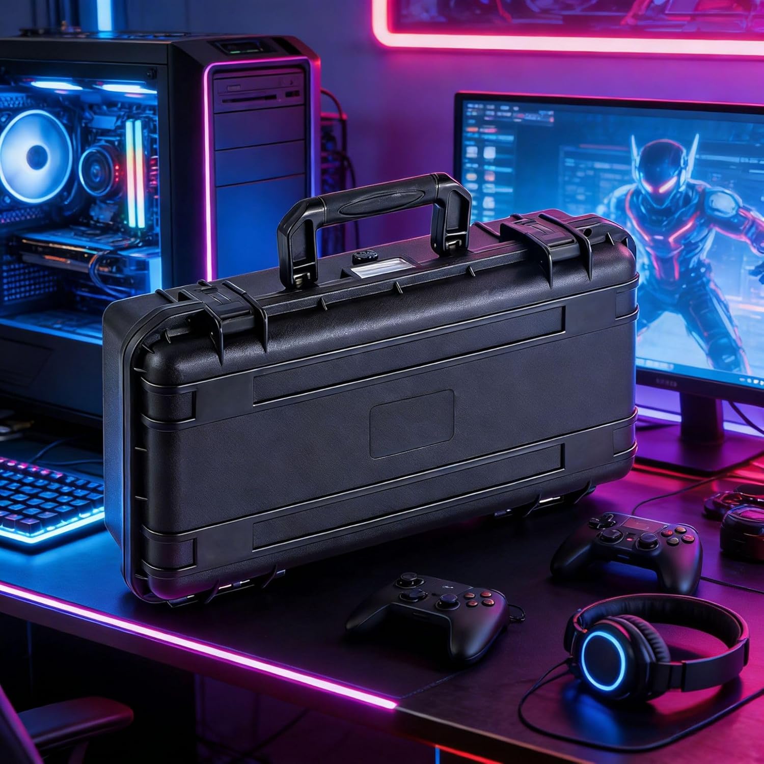 MSI Claw 7 AI+ 対応 ケース 収納ボックス 防水ハードシェル 収納バッグ 耐圧性 耐衝撃 耐傷 ヘビーデューティ保護