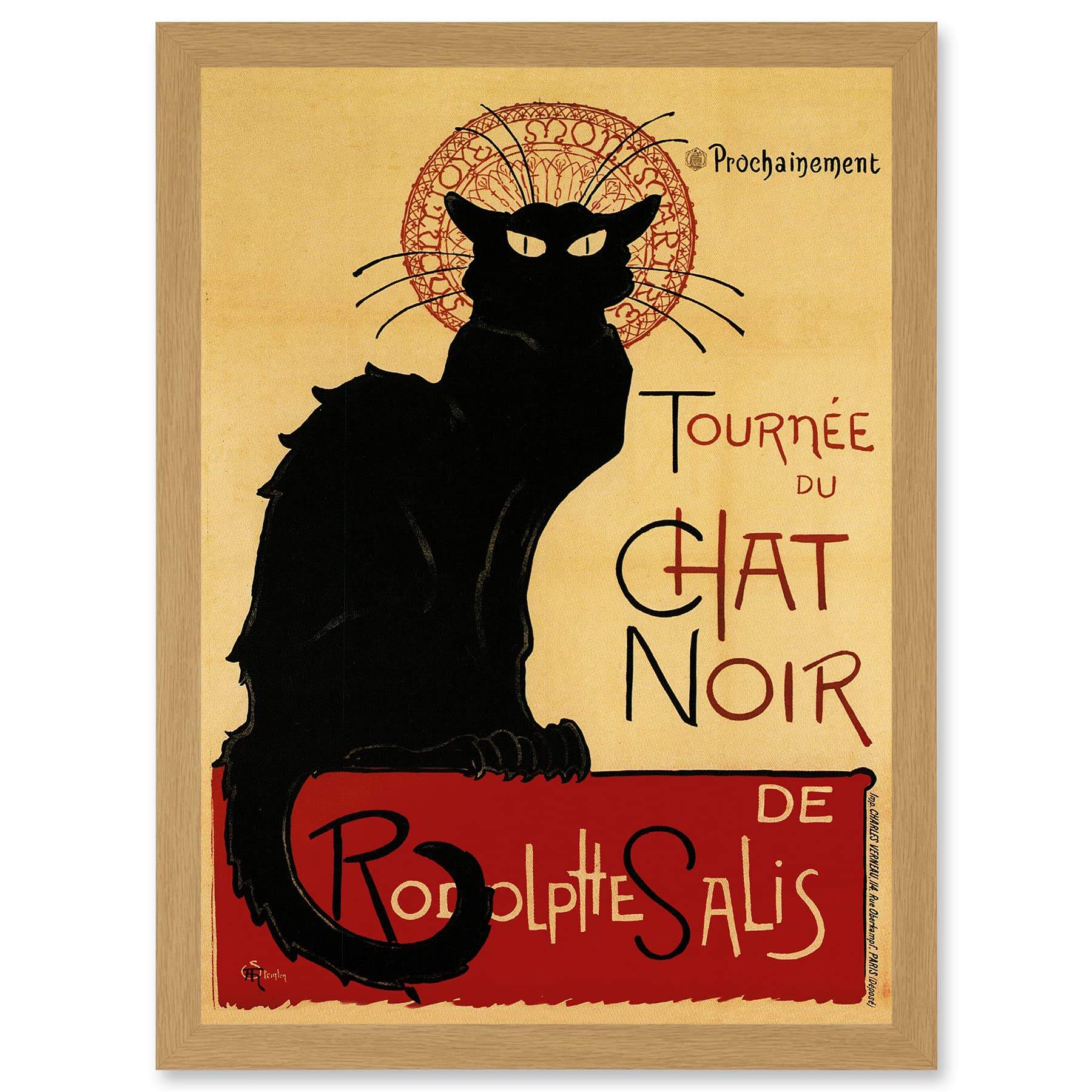Artery8 Chat Noir Rodolphe Salis Paris France Vintage Artwork Framed A3 Wall Art Print