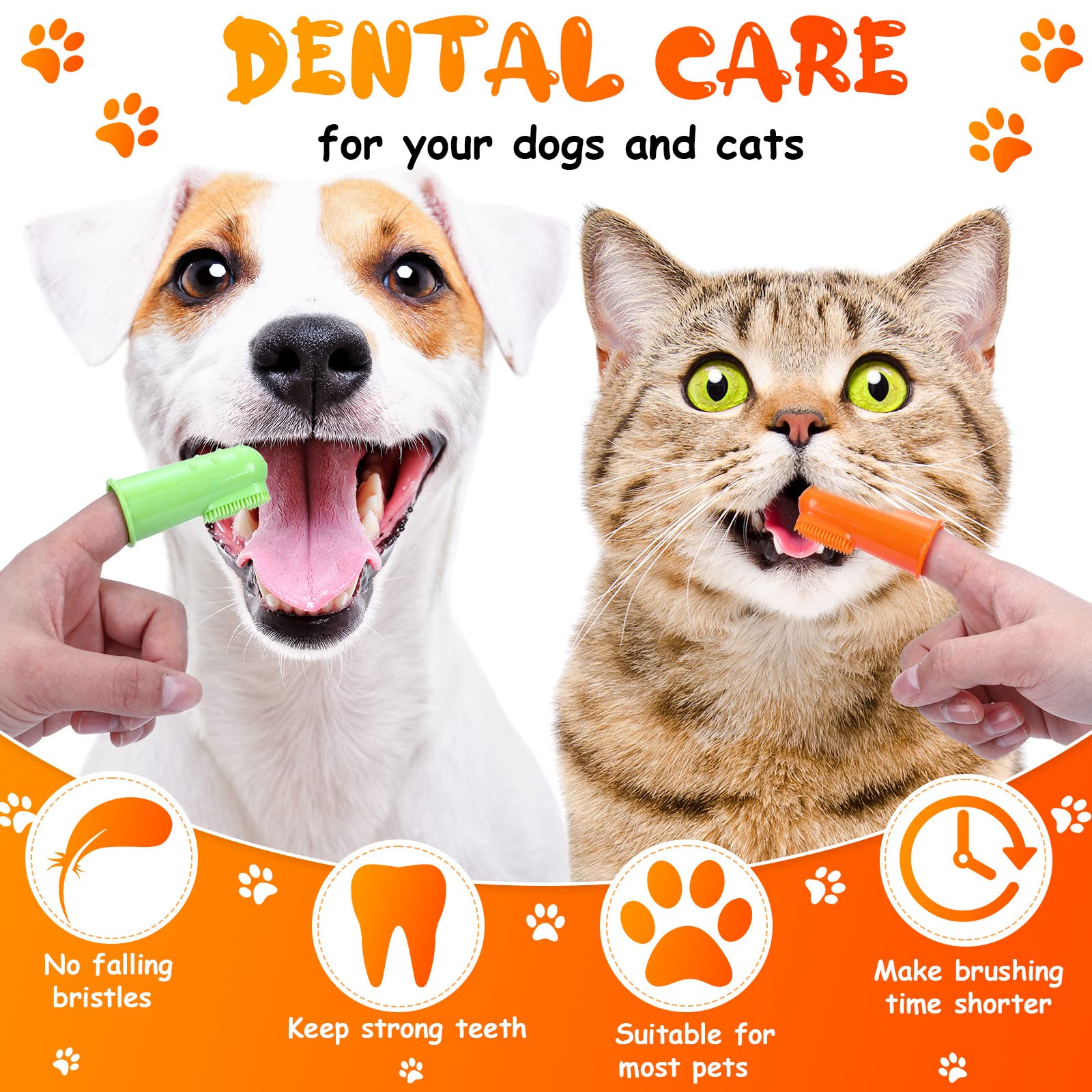 Paquete de 80 cepillos de dientes para perro, cepillo de dientes para dedos para mascotas, fácil limpieza de dientes, cepillo de dientes de perro, cuidado bucal, cepillo dental para mascotas, fundas