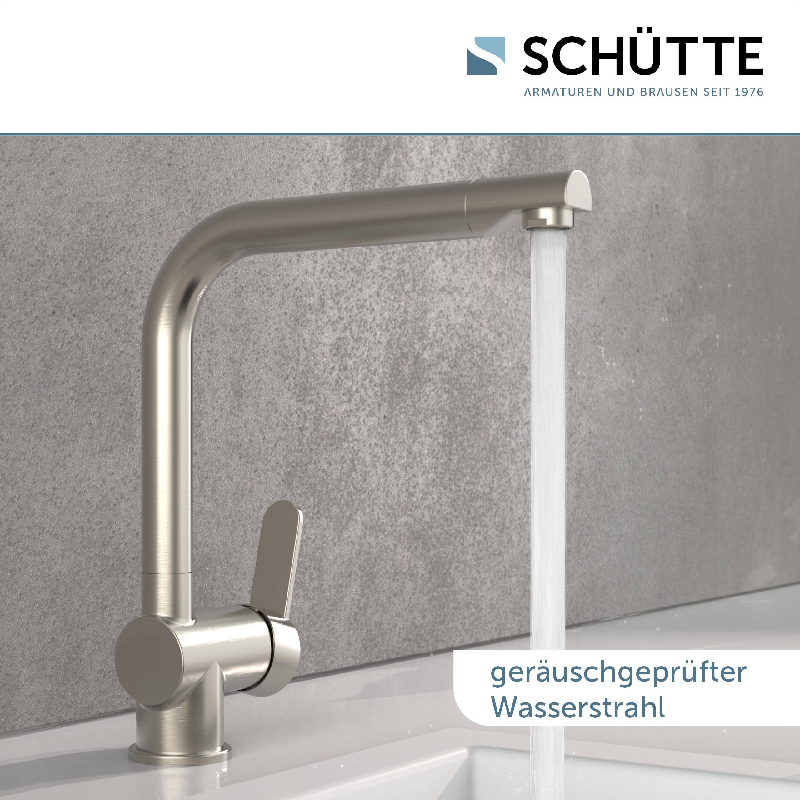SCHÜTTE 79826 RIO 360° schwenkbare Küchenarmatur | Spültisch Armatur mit hohem Auslauf Küche, Einhebelmischer Doppelspüle Mischbatterie für die Spüle, Wasserhahn Edelstahloptik