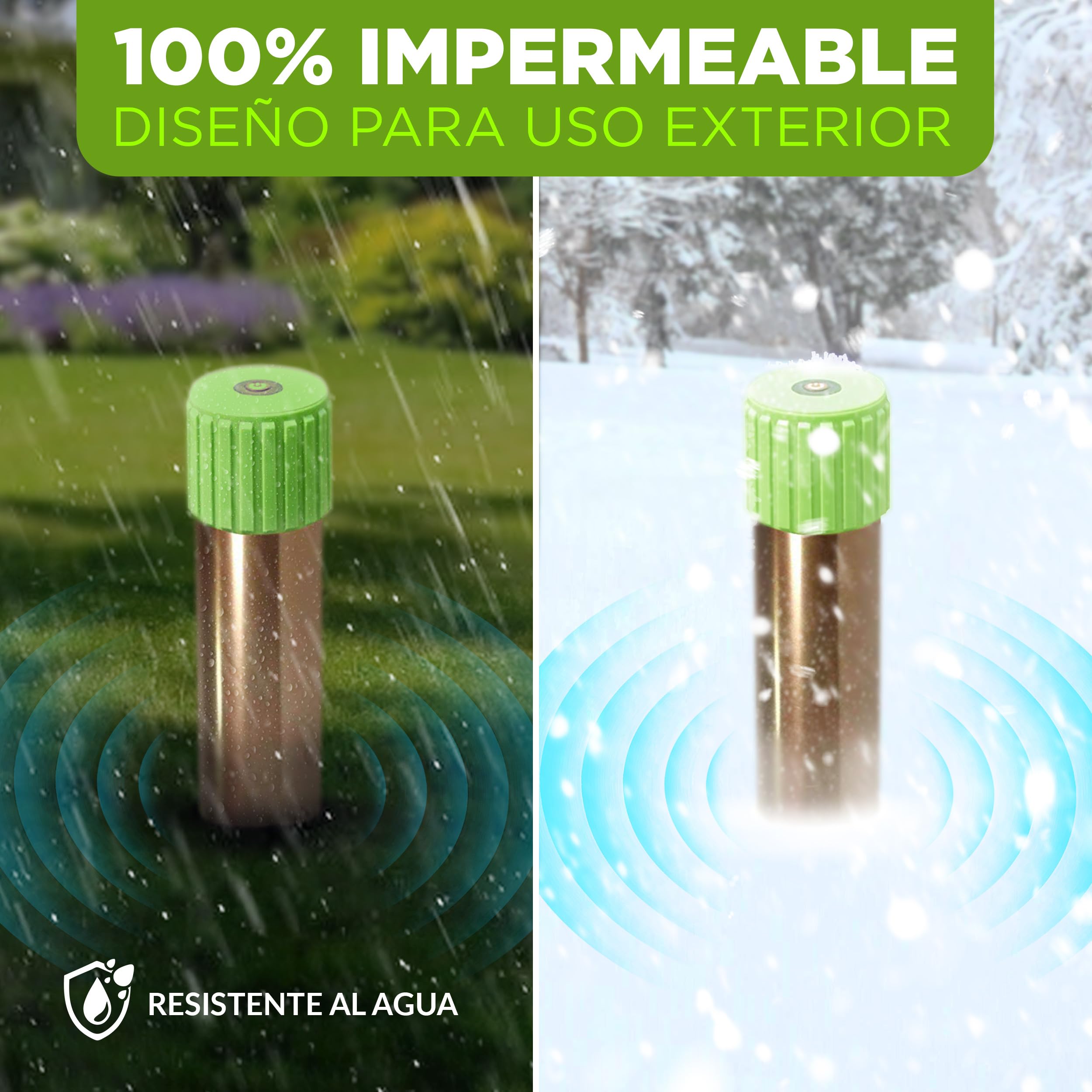 ISOTRONIC Repelente para Topos, topillos y Serpientes: Funciona con Pilas e Incluye una estaca para el Suelo del jardín. Cubre un área efectiva de 1250 m² (2 Unidades).