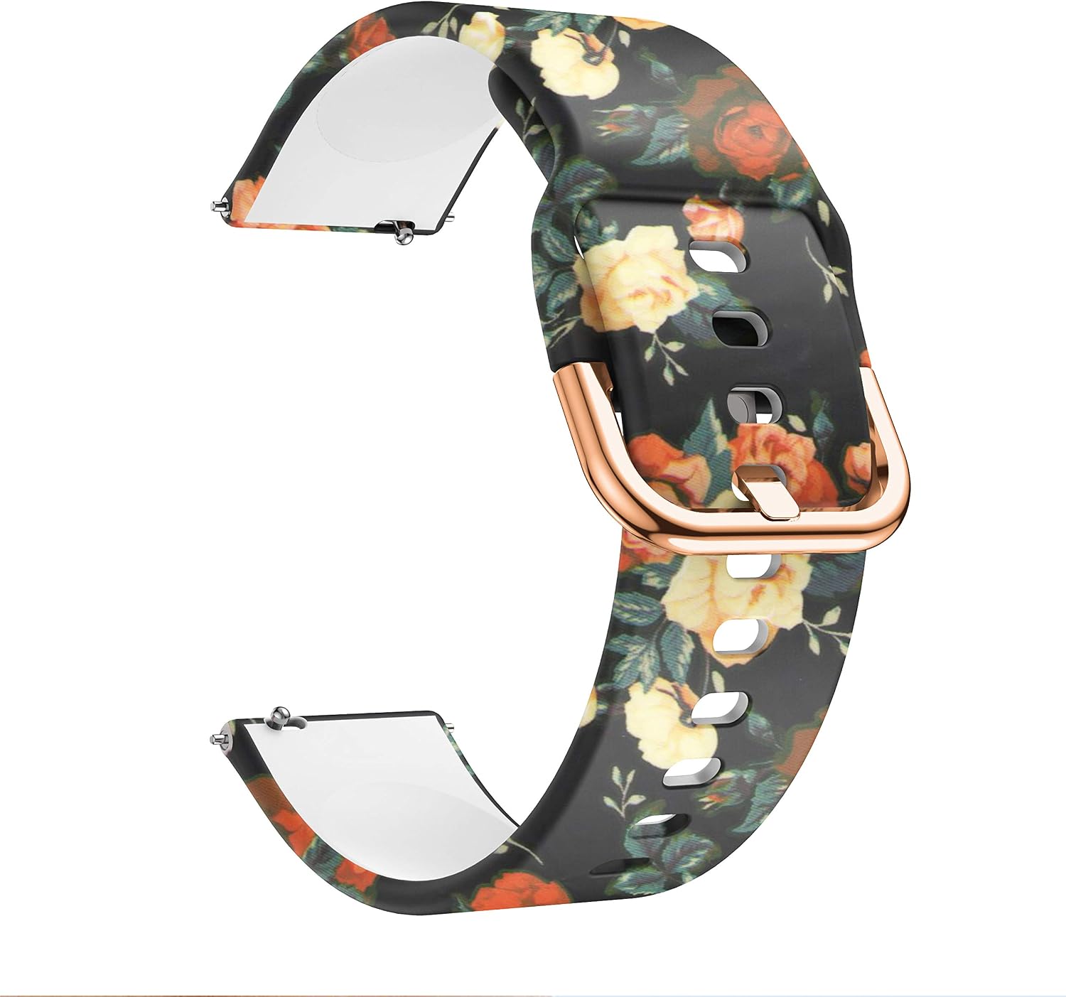 GOSETH Compatible with Samsung Galaxy Watch Active (40mm)/Active 2/Galaxy Watch 3 41mm Bands, Silicone Wrist Strap Replacement Buckle Band for Galaxy Watch Active2/Watch 3 (Rose flower)