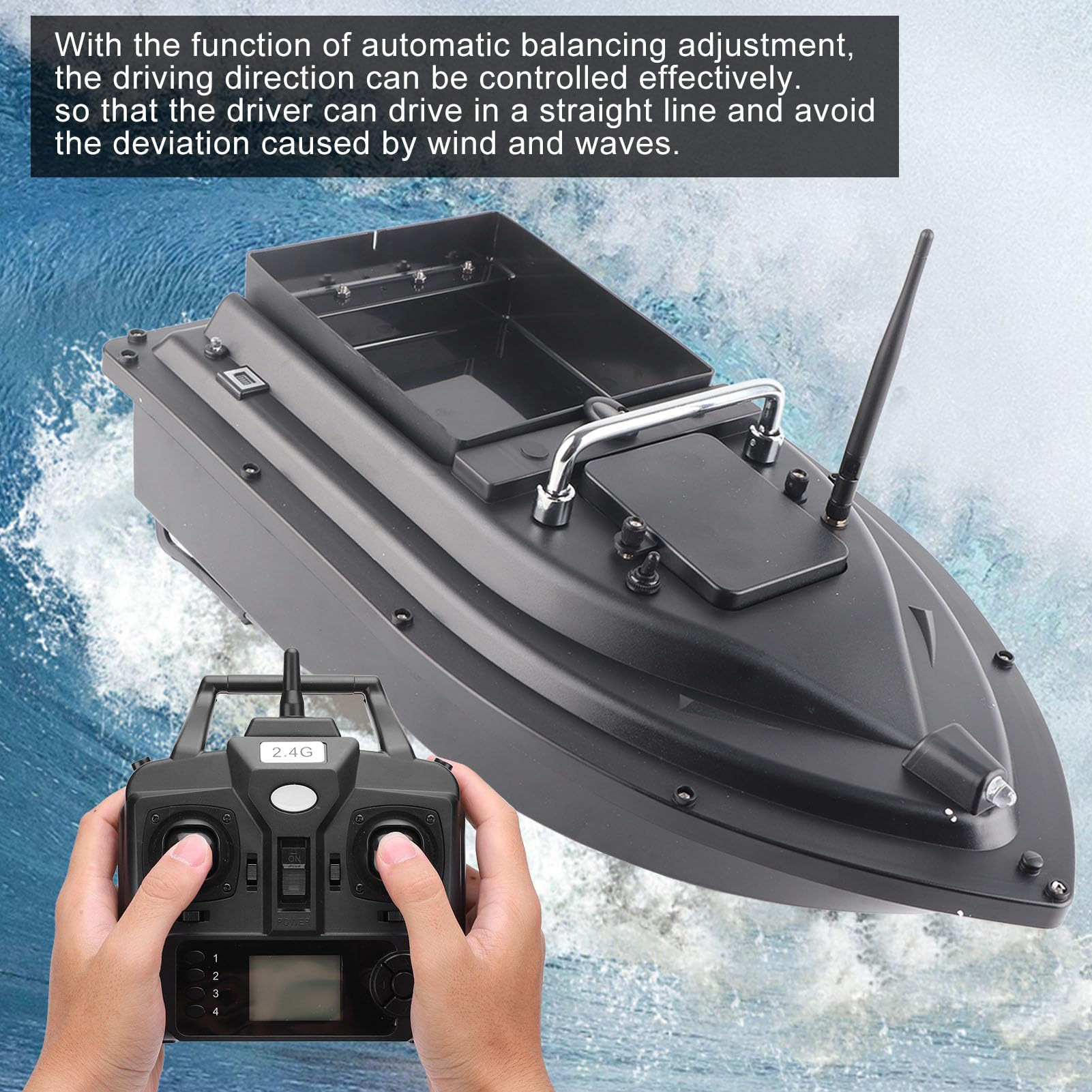 Gonetre GPS 500 m Ferngesteuertes Fischerboot, RC Boot, Ferngesteuertes Boot, 100-240V ABS-Nistboot, Ferngesteuerter Angelköder, Ferngesteuert, Futterboot, Angelzubehör (EU -Stecker)