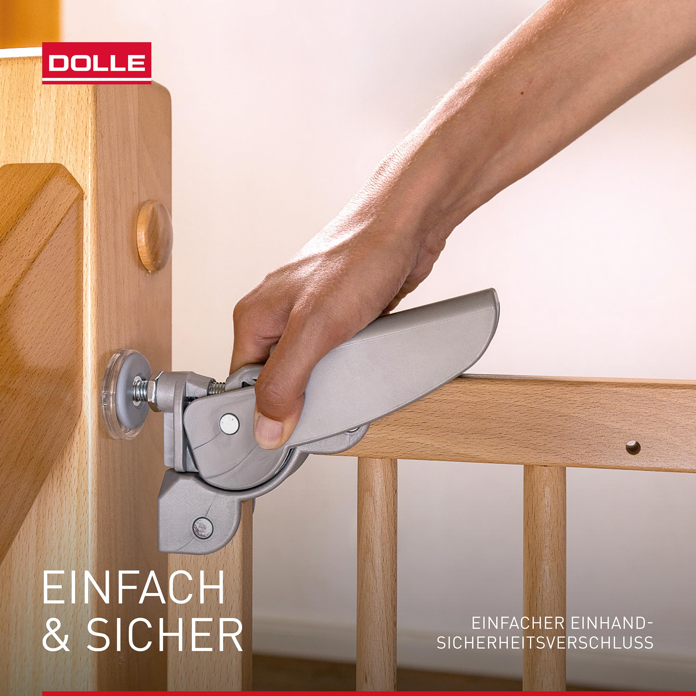 DOLLE Kinderschutzgitter Massivholz Natur Breite 75,6-110,4 cm mit Einhand- Sicherheitsverschluss