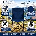 HomieKitch Camping Chair Foldable | Portable Folding Chair for Outdoor, Travel, Picnic & Fishing | Lightweight Camping Chair with Armrest & Carry Bag for Home, Balcony, Garden (Navy Blue) gallery image
