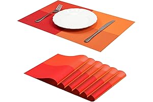 Rustic Red Plaid PVC Mats Set of 6 Washable Tableware