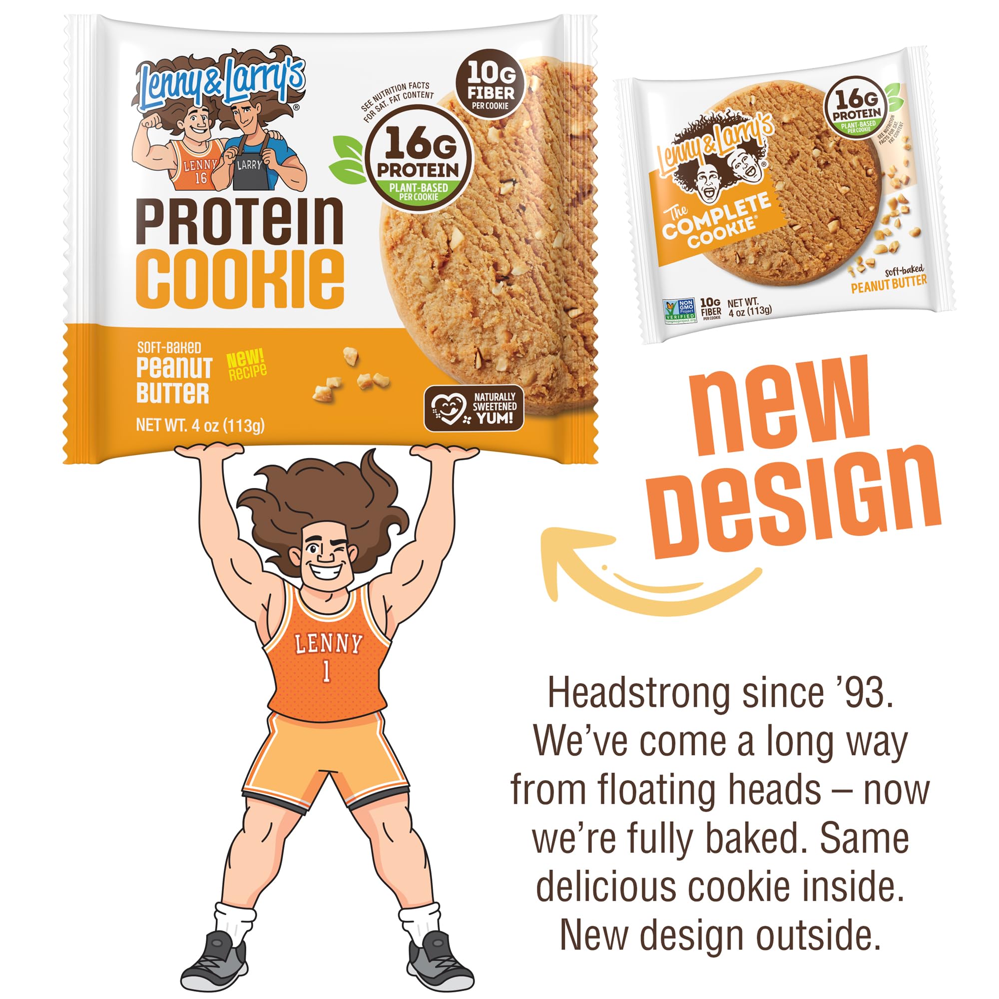 Lenny & Larry's - The Complete Cookie (12x113g) Peanut Butter – Beurre de cacahuète – 16 g protéines – Végan – Snack ou post-entraînement