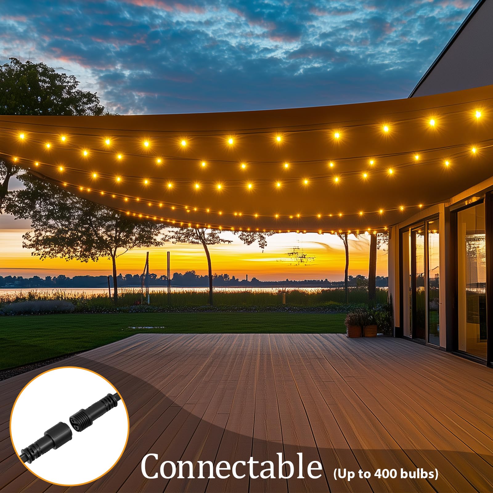 Guirnalda Luces Exterior, 18M/60FT G40 Luces de Cadena para Exteriores, con 30+1 Bombillas LED G40 de Globo, IP45 Jardin Impermeables para Patio,Trasero, Boda, Fiesta, Exterior