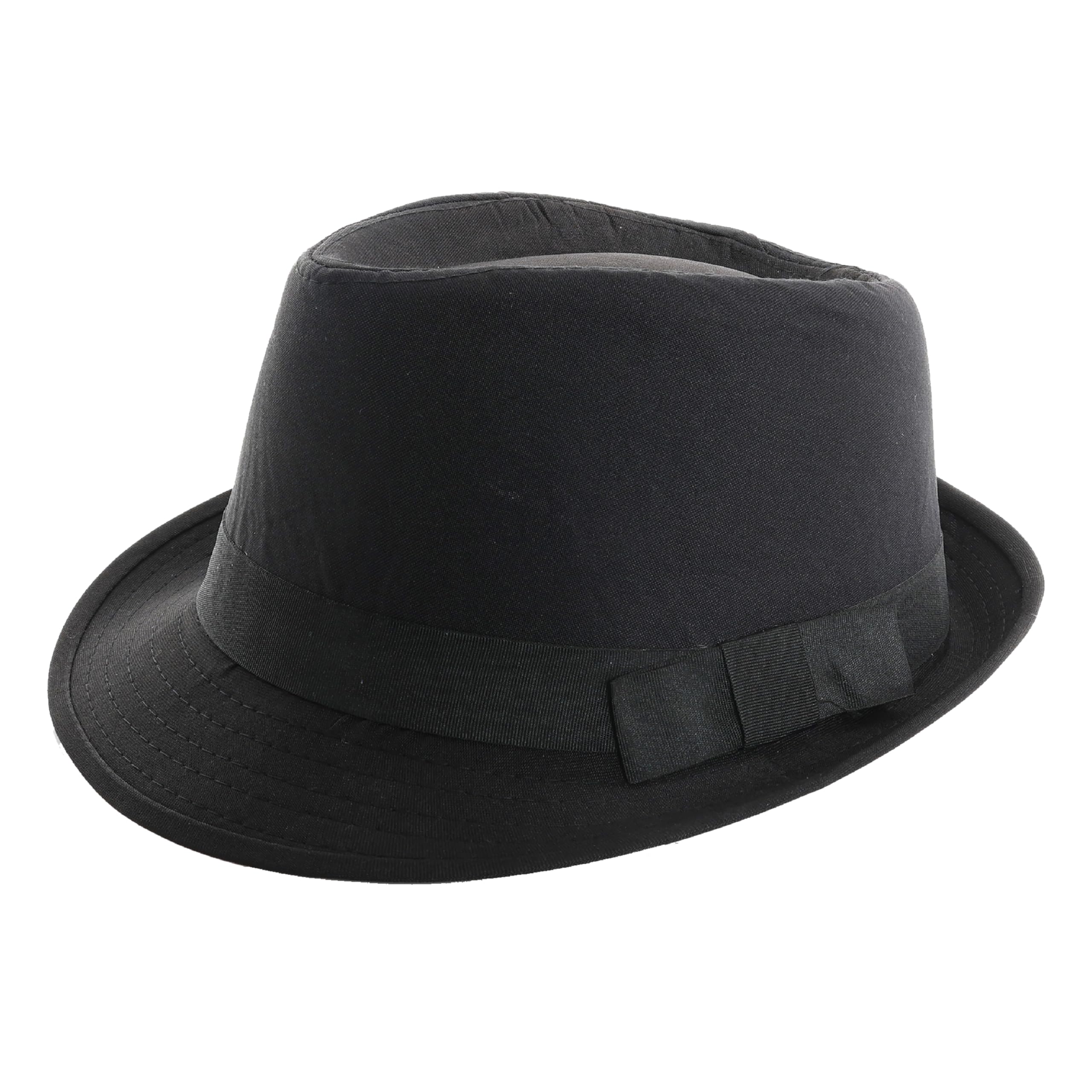 Adults Trilby Hat - Pack of 12-60cm Black Canvas Trilby Hat with Black Band - Adults Blues Duo Fancy Dress Costume Accessory