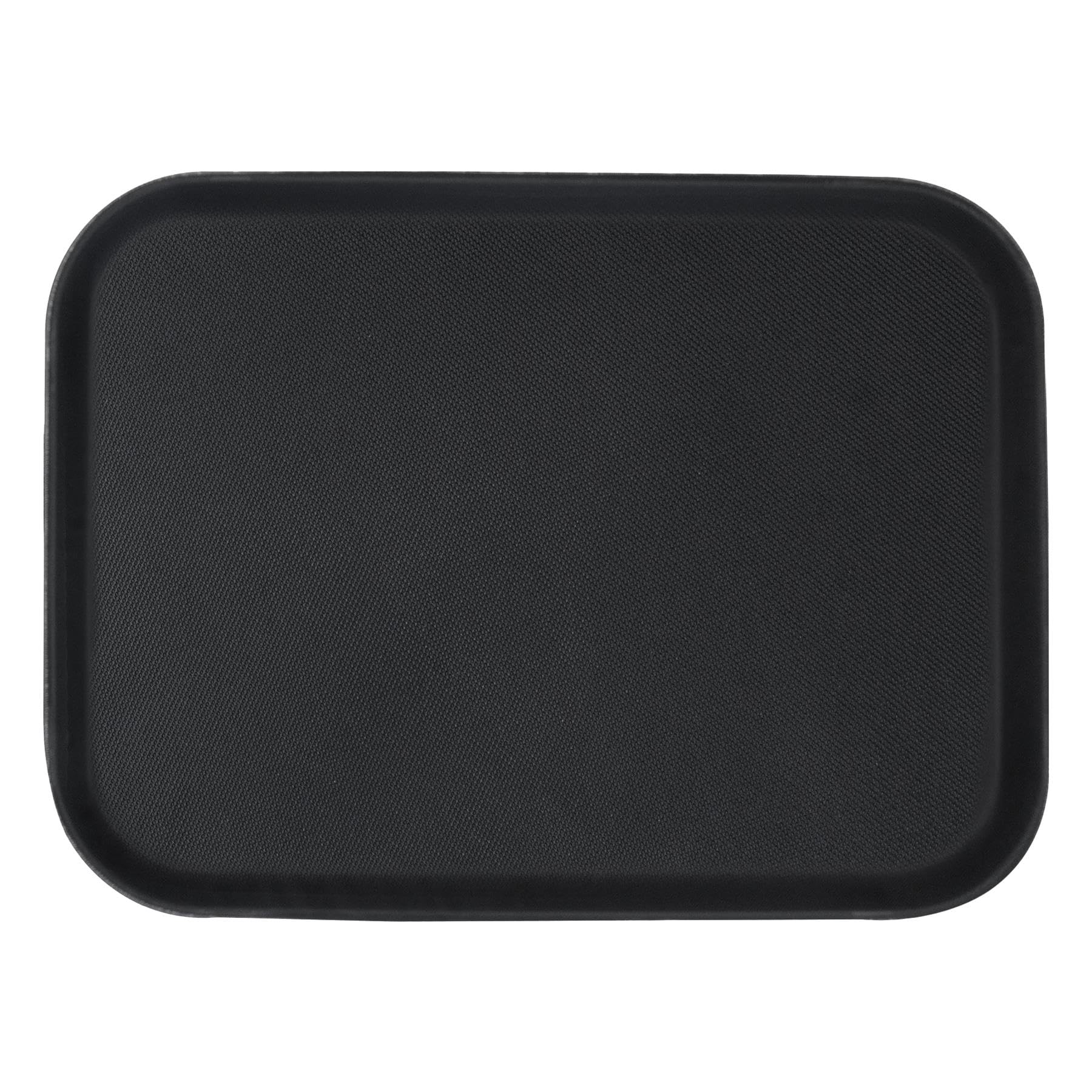 Argon Tableware Black Rectangular Serving Tray 56 x 41cm - Reusable Non Slip Rubberized Surface Platter for Food and Drinks - Durable Heat Resistant Stackable Tray for Bars, Restaurants and Home Use