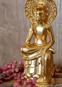 Amazon｜仏像 弥勒菩薩 15cm(金メッキ/24金) 仏師：牧田秀雲