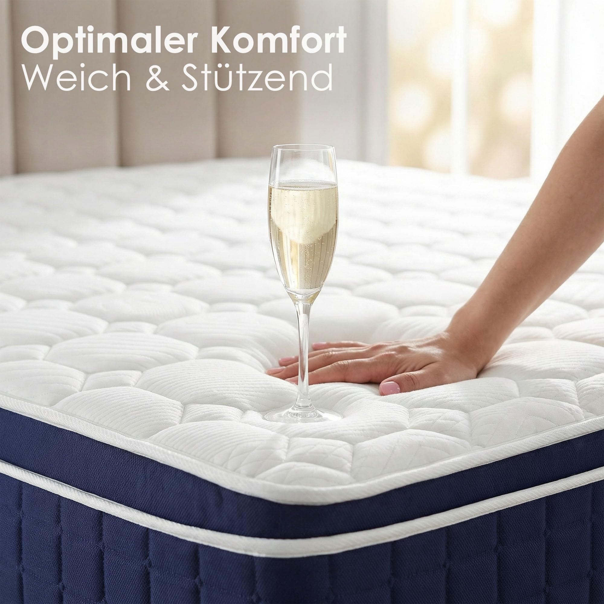 EDIMENS Matratze 140x200cm Taschenfederkern Matratze, H5 Mittelfest - Mit Komfortschaum Atmungsaktivem, 25 cm Höhe - 100 Nächte Probeschlafen - Für Boxspringbett, Polsterbett & Gästebett