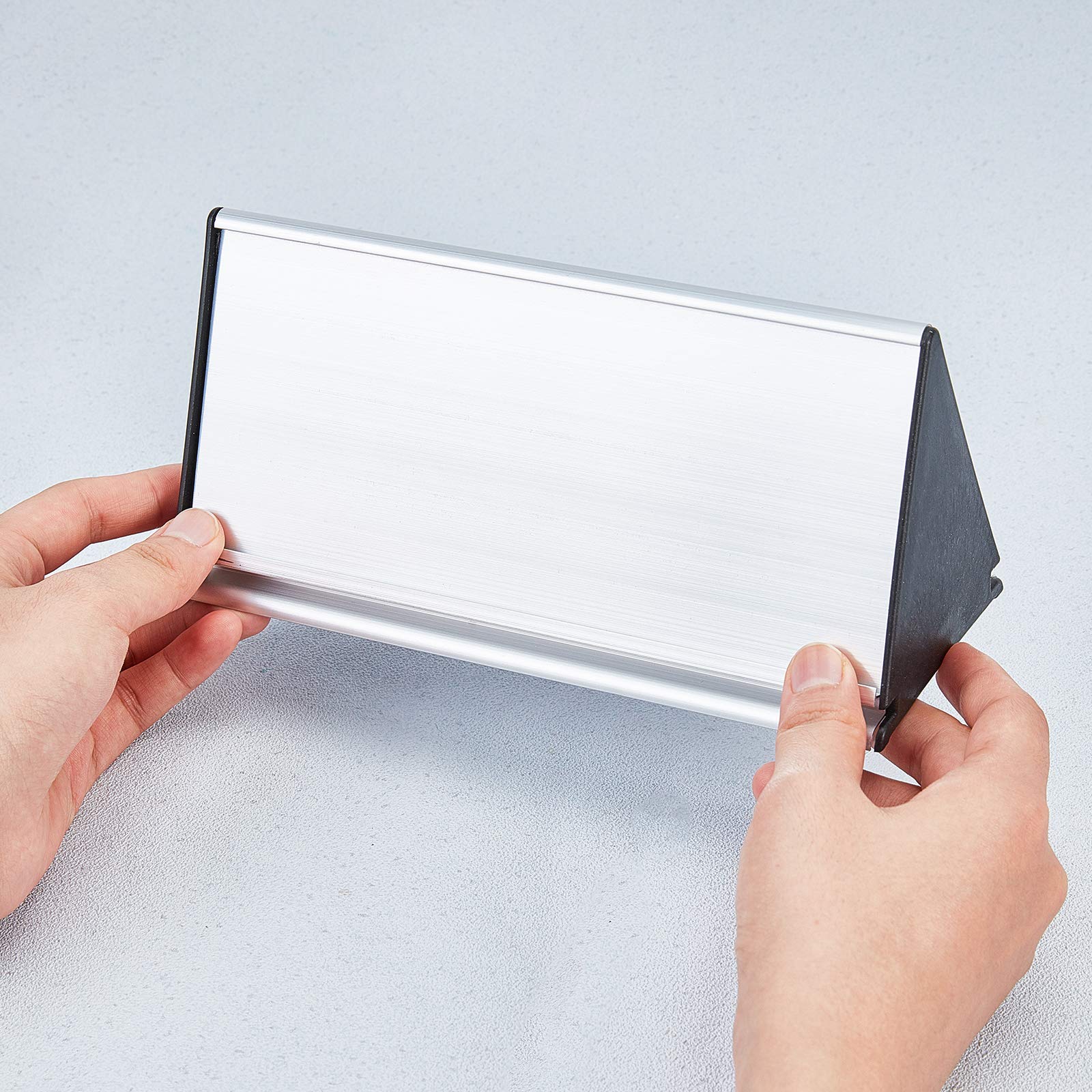2 Soportes Para Placa De Escritorio En Forma De L - Aleación De Aluminio Dorado, 20x6.15 Cm, Para Oficina O Hogar