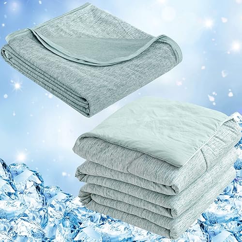 CHOSHOME Manta refrescante verde tamaño King de 90 x 108 pulgadas y edredón refrescante tamaño King de 90 x 108 pulgadas, paquete